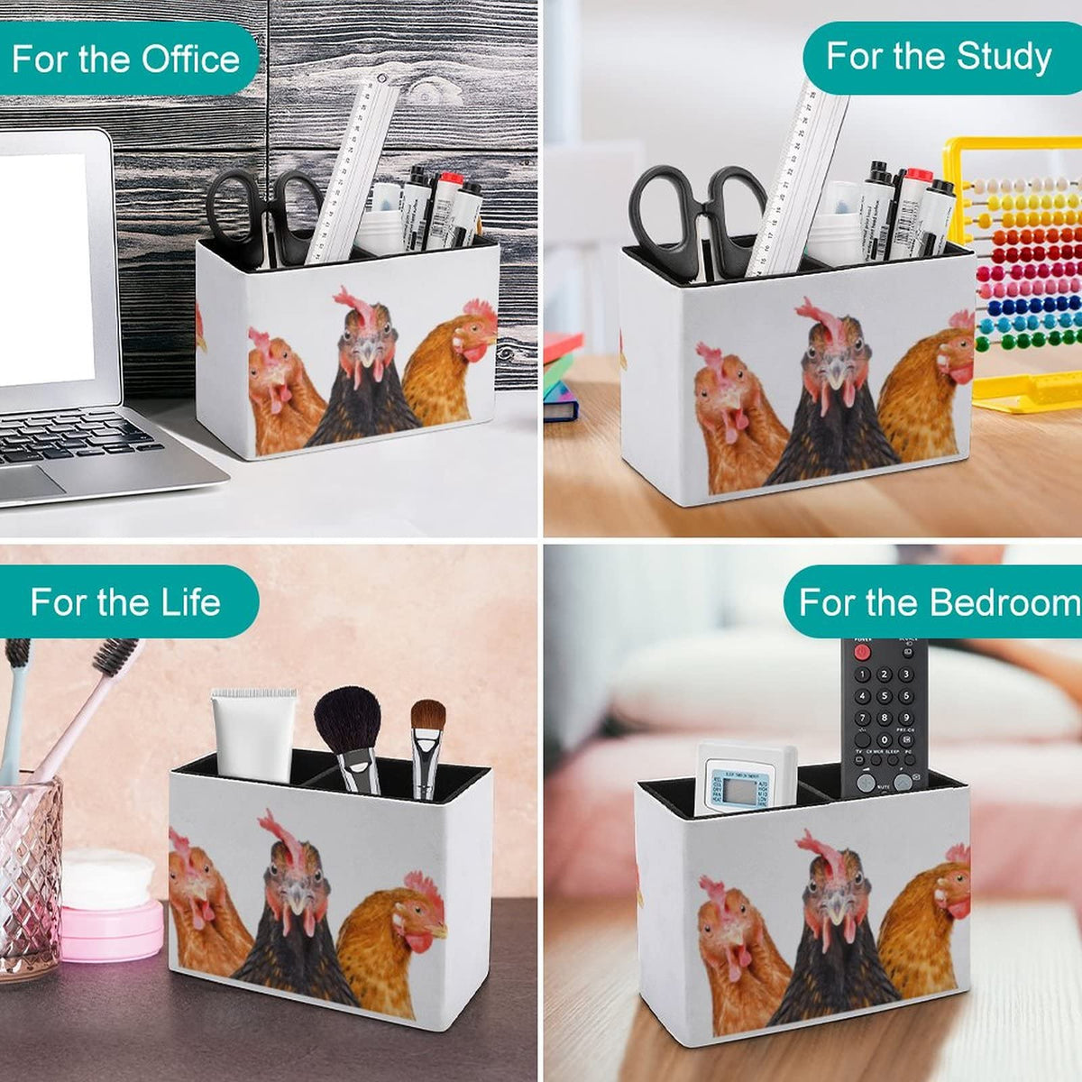 Niapessel Pencil Holder for Desk, Funny Three Chickens Pen Holder Storage Desktop Pen Organizer