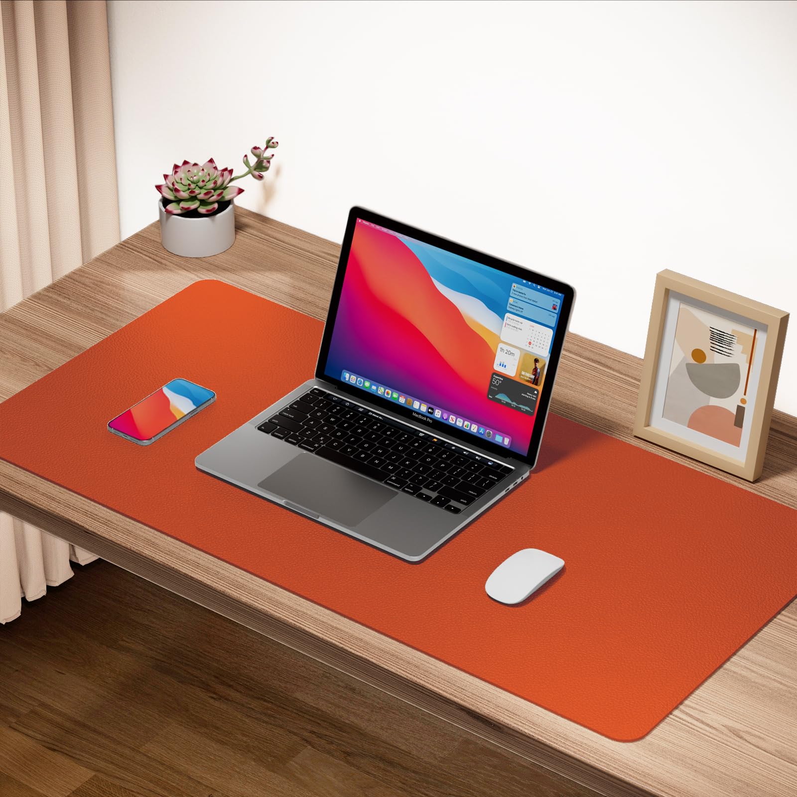 Boutilon Leather Desk Pad Protector,Non-Slip Mouse Pad,Laptop Desk Pad,Office Mouse Mat,Waterproof