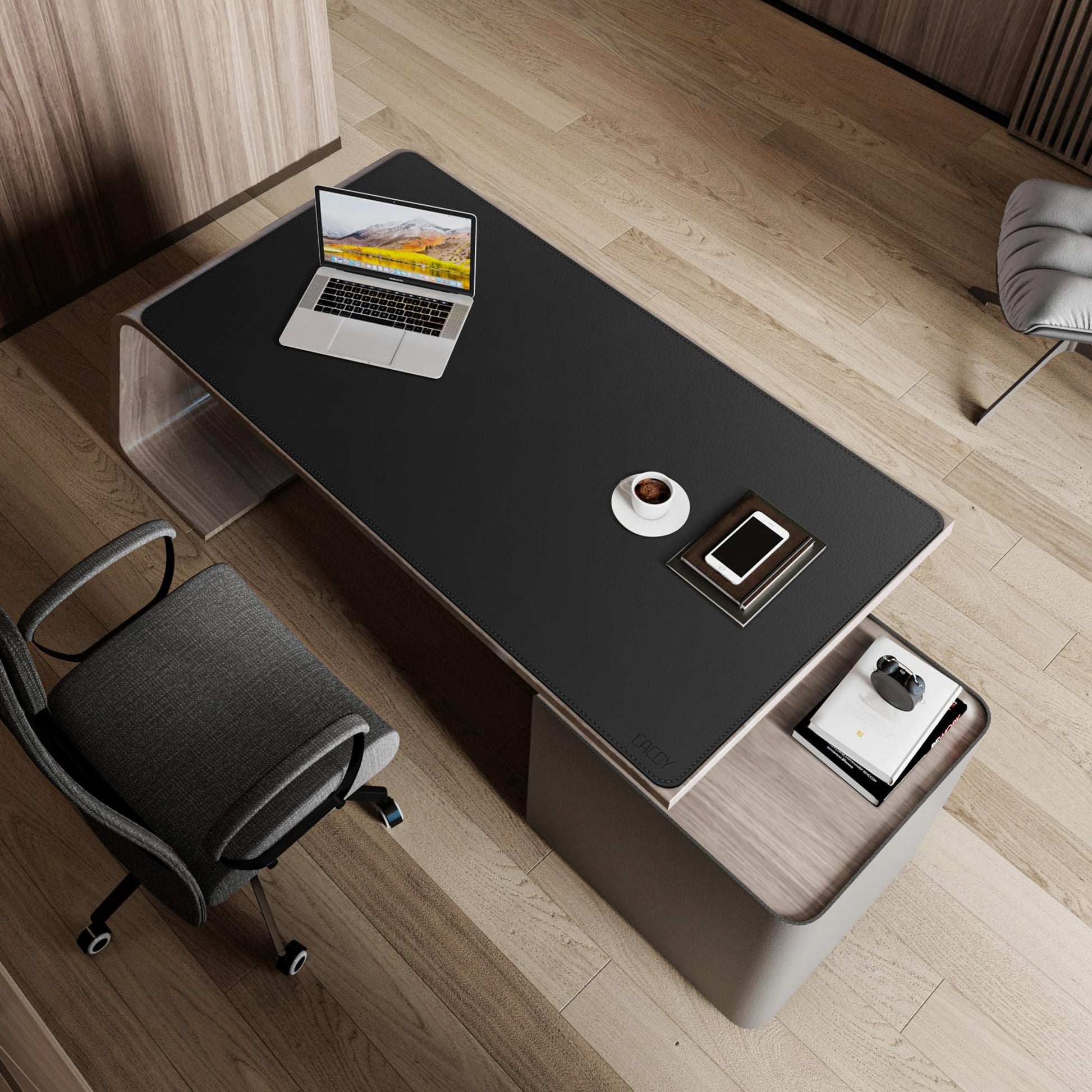 Cacoy 51.2" x 27.5" Large Leather Desk Mat, Extended Mega Size Computer Mouse Pad for Full Desk