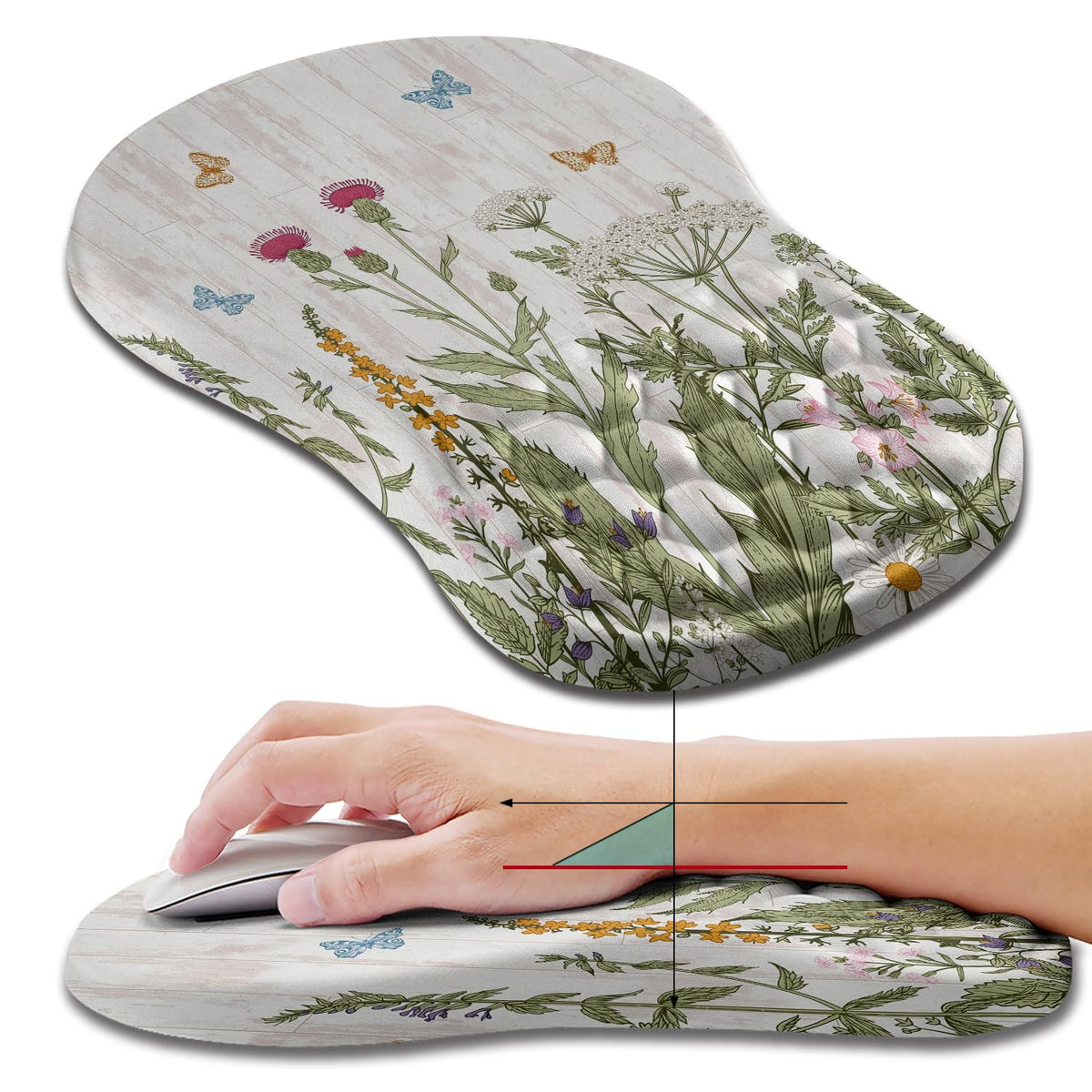 Hokafenle Ergonomic Mouse Pad Wrist Support, Wrist Rest Mousepad for Carpal Tunnel Pain Relief with