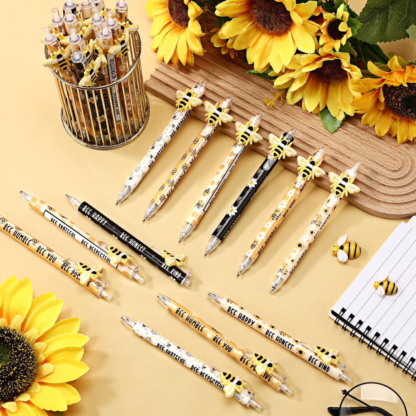 Jetec 48 Pcs Back to School Gifts Inspirational Bee Pens Cute Ballpoint Pens Bulk Employee