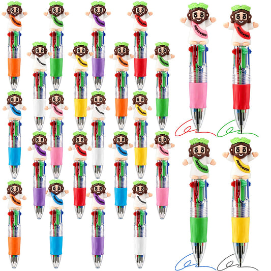 SZCECHRE 48 PCS Christian Jesus Pens 4 Color Multicolor Ballpoint Pens with Cute Jesus Design