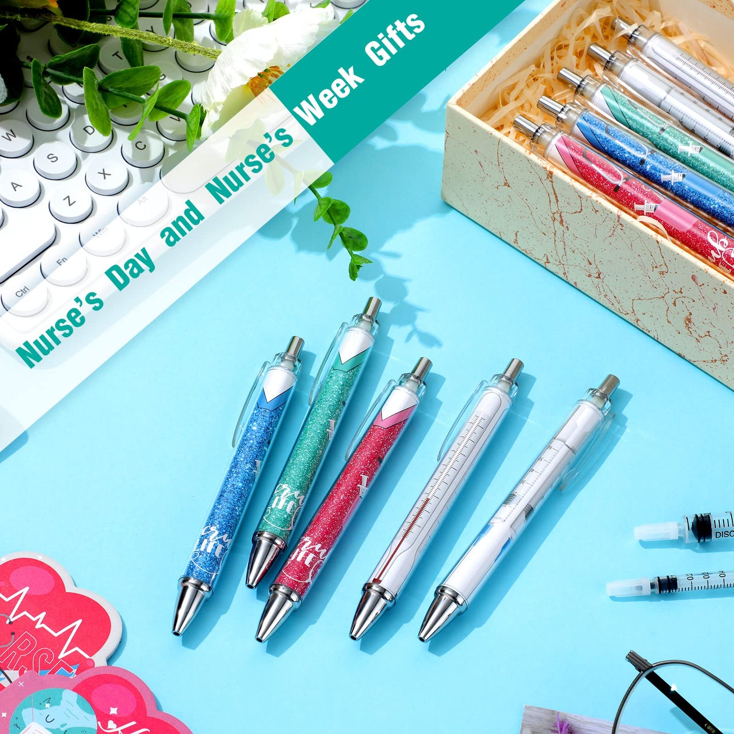 Jetec 50 Pcs Nurse Week Pens Ballpoint Bulk Cna Gift Appreciation Ink Funny Pens Set OT Month