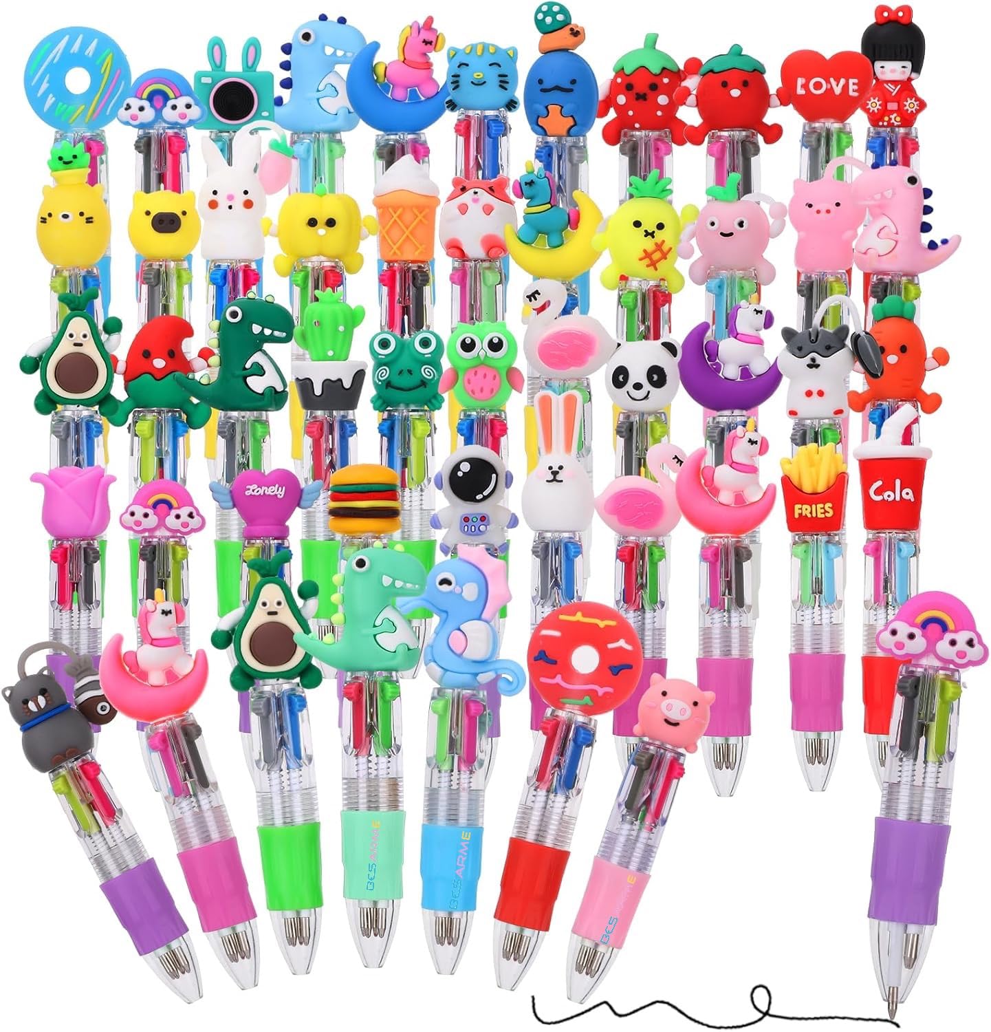 BESARME 48 Pack Multicolor Fun Pens, Halloween Goodie Bags Stuffer for Kids