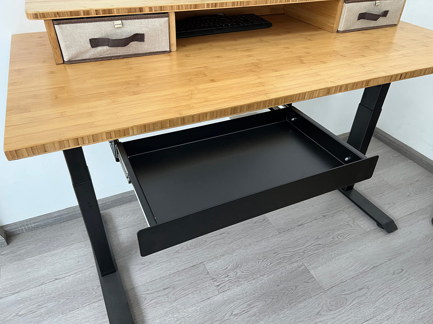 VWINDESK 19 inch Slim Under Desk Pull-Out Storage Office Mounted Sliding Metal Drawer for Standing