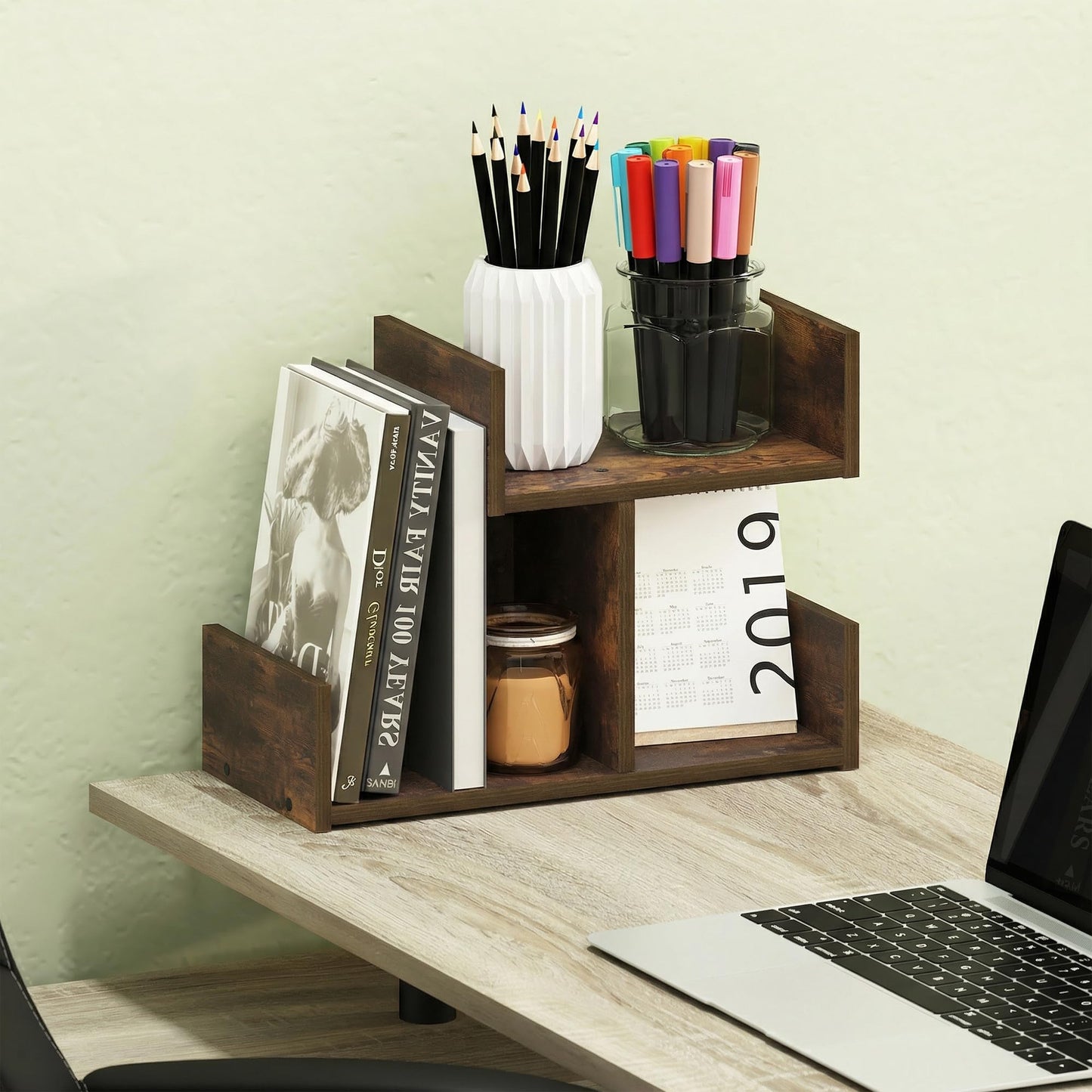 Furinno HERMITE Desk Organizers and Accessories, 2-Tier U-Shape Office Organization Shelf, Desk Top