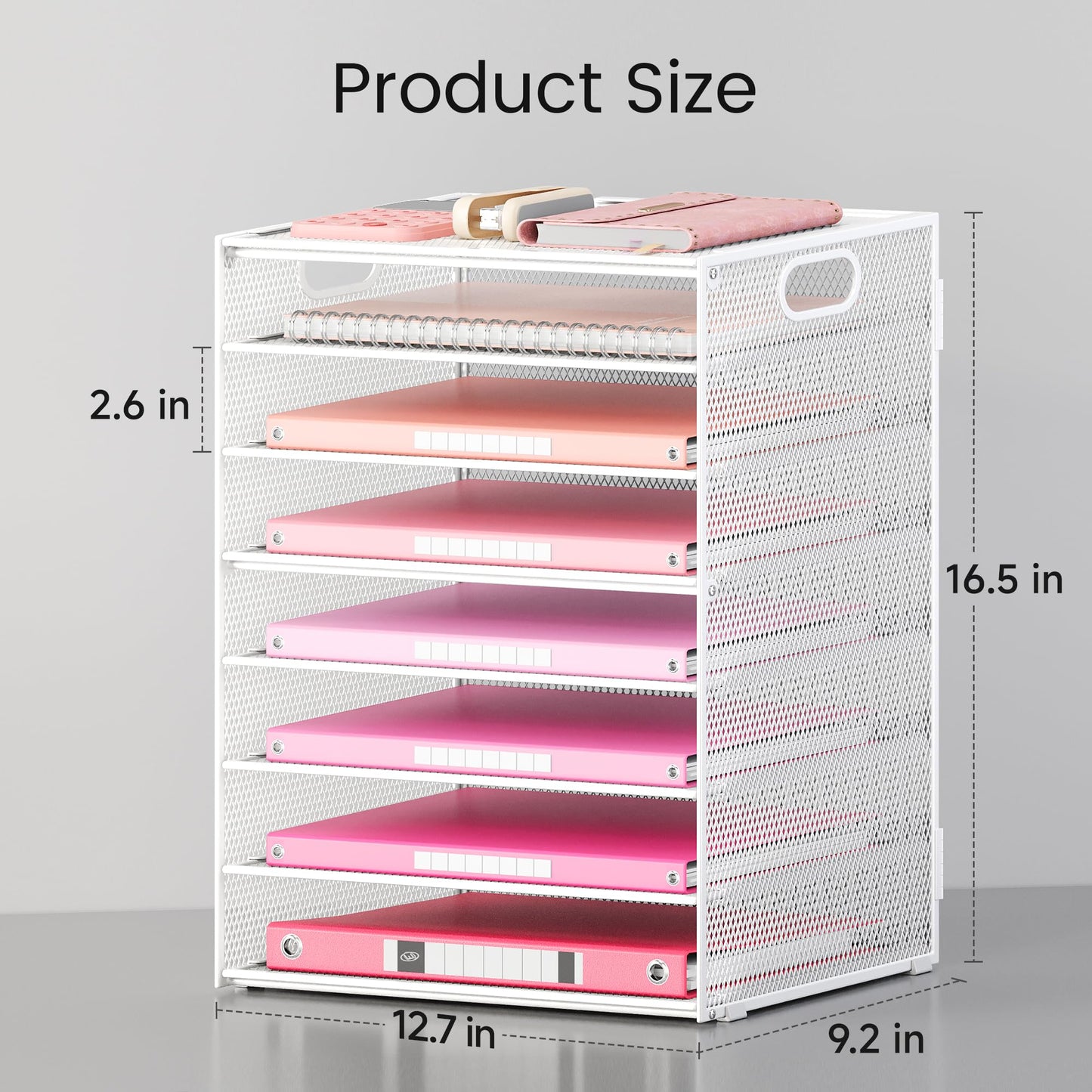 Lavatino 8-Tier Letter Tray Desk Paper Organizer, Mesh File Tray Organizer for Desk, Office
