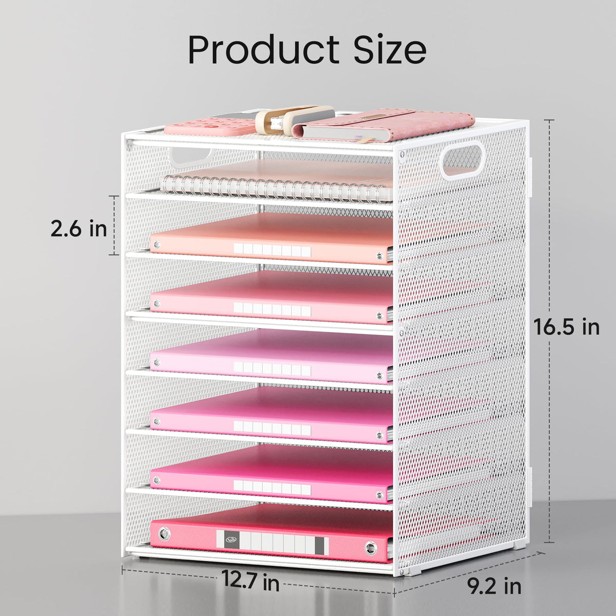 Lavatino 2 Pack 8-Tier Office Desk File Organizer, Letter Tray Paper Organizer with Handle