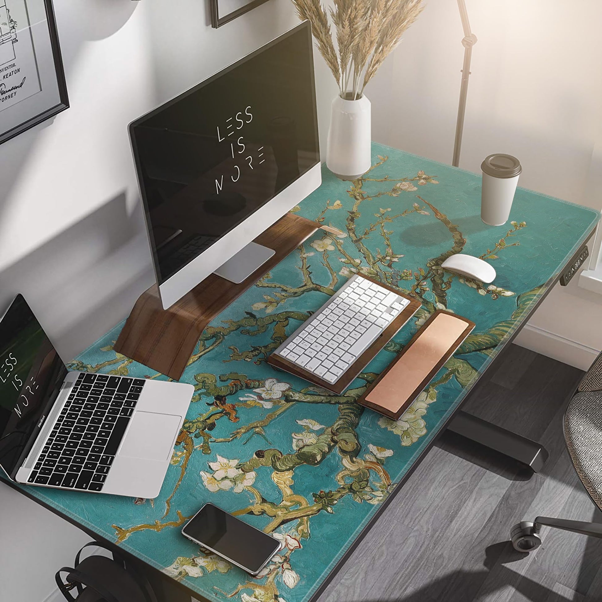 LL-COEUR XXL Landscape Gaming Mouse Pad Computer Keyboard Mat Office Desk Pad (Apricot, 47.2" x
