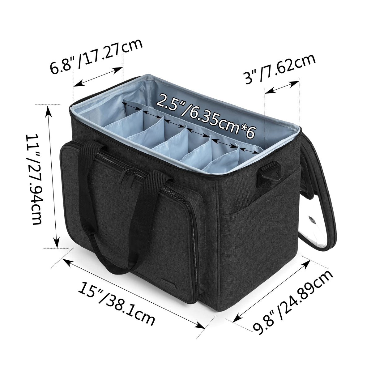 Teamoy Knitting Bag, Yarn Storage Organizer Crochet Bag Tote, Black