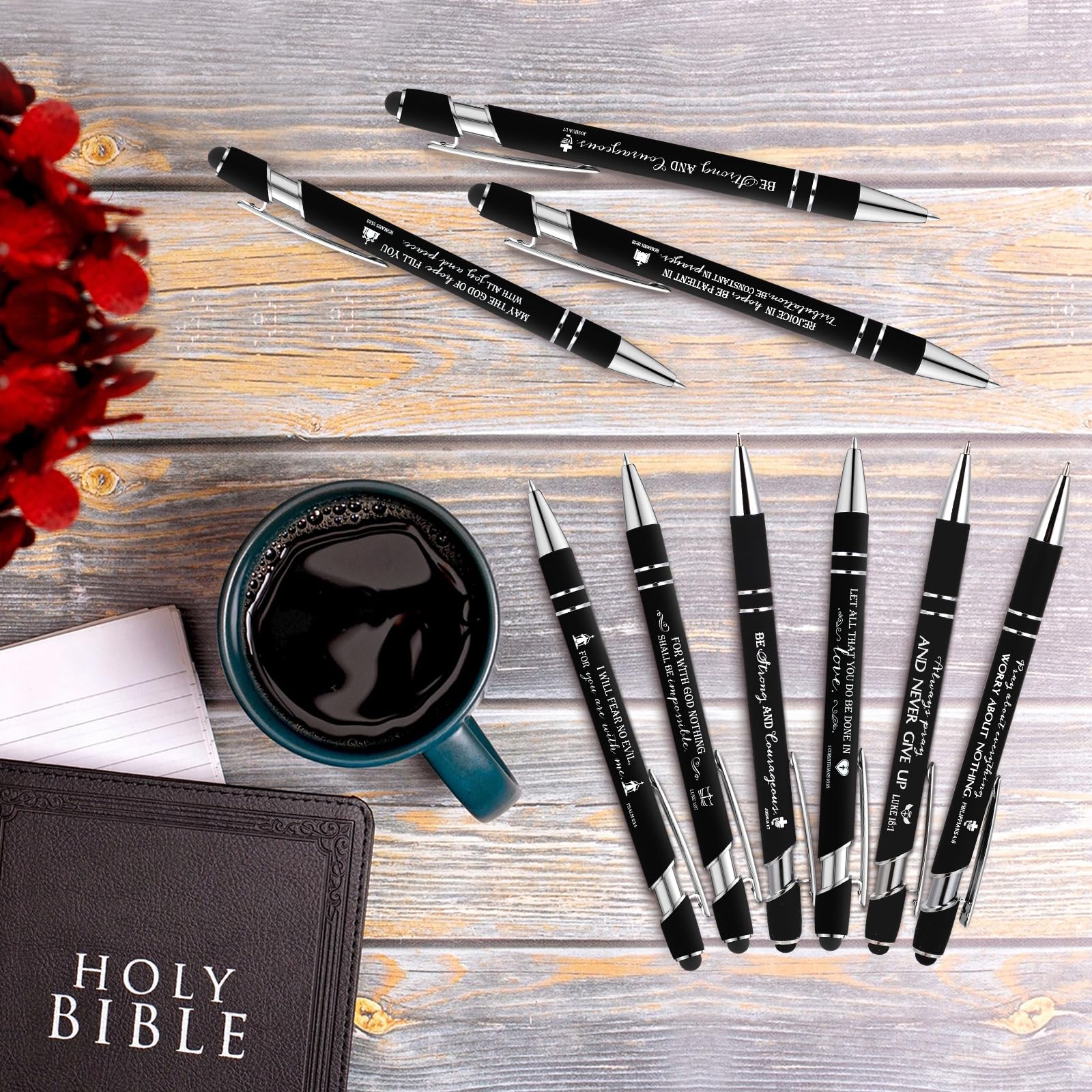 Fuutreo 50 Pcs Christian Pens Gift Bulk Bible Verse Inspirational Ballpoints Screen Touch Positive