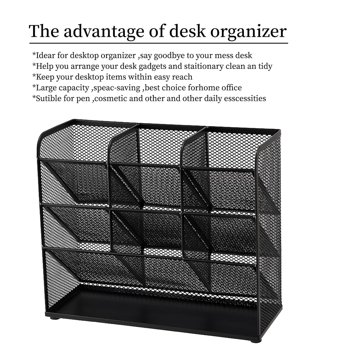 Marbrasse Mesh Desk Organizer, Multi-Functional Pen Holder, Desktop Stationary Organizer, Storage
