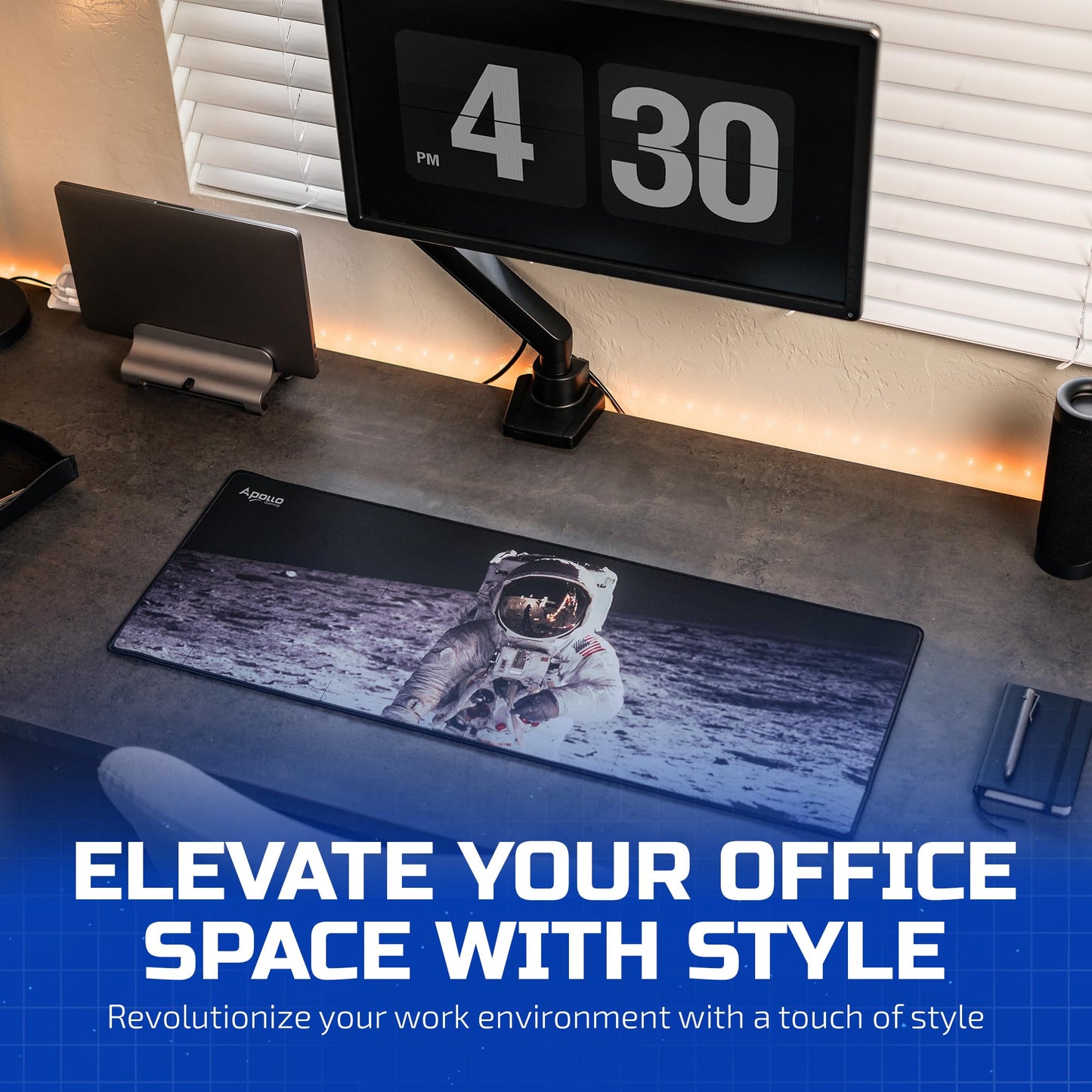 Apollo Gaming Extended Mouse Pad, Large NASA Astronaut Space Design Microfiber Mousepad