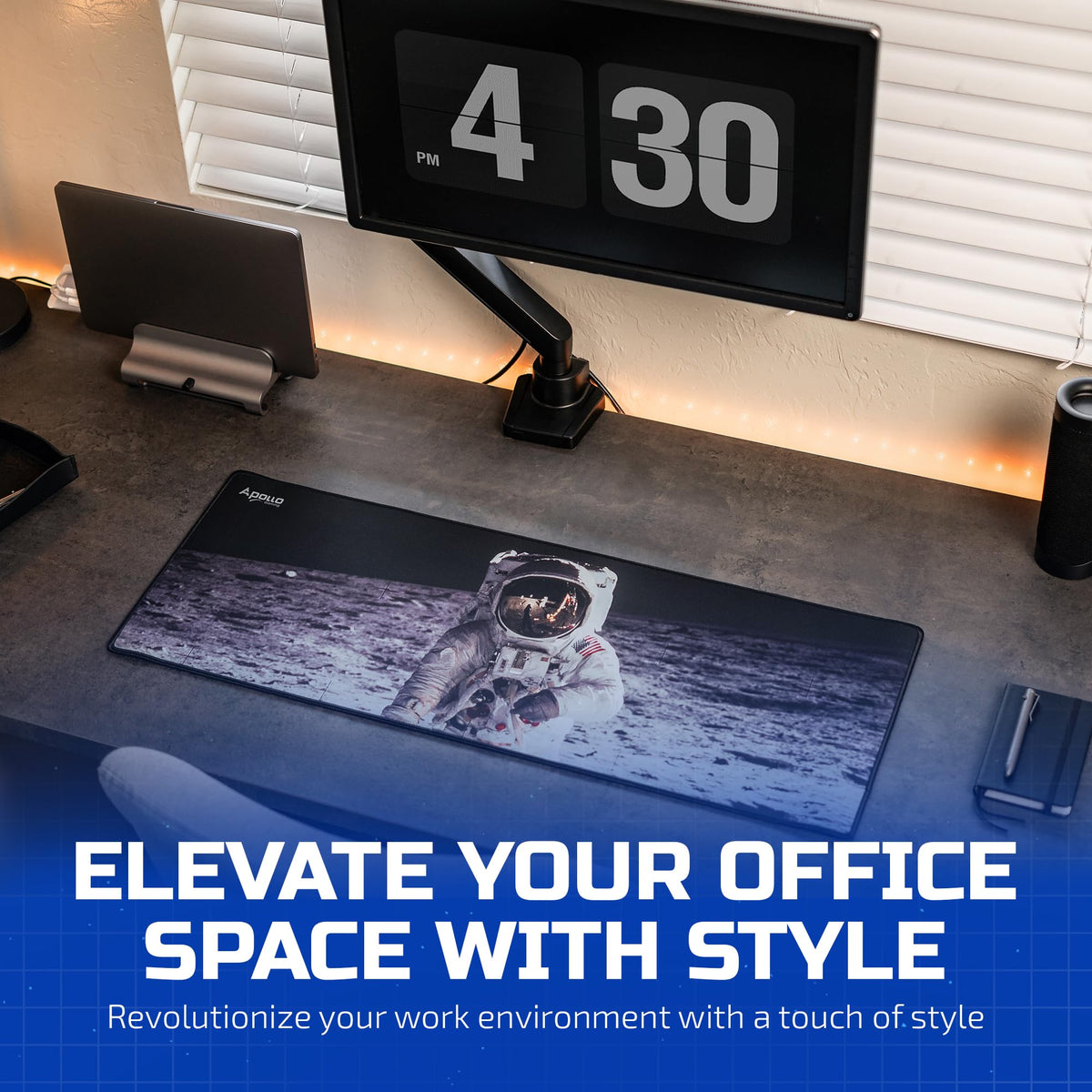 Apollo Gaming Extended Mouse Pad, Large NASA Astronaut Space Design Microfiber Mousepad