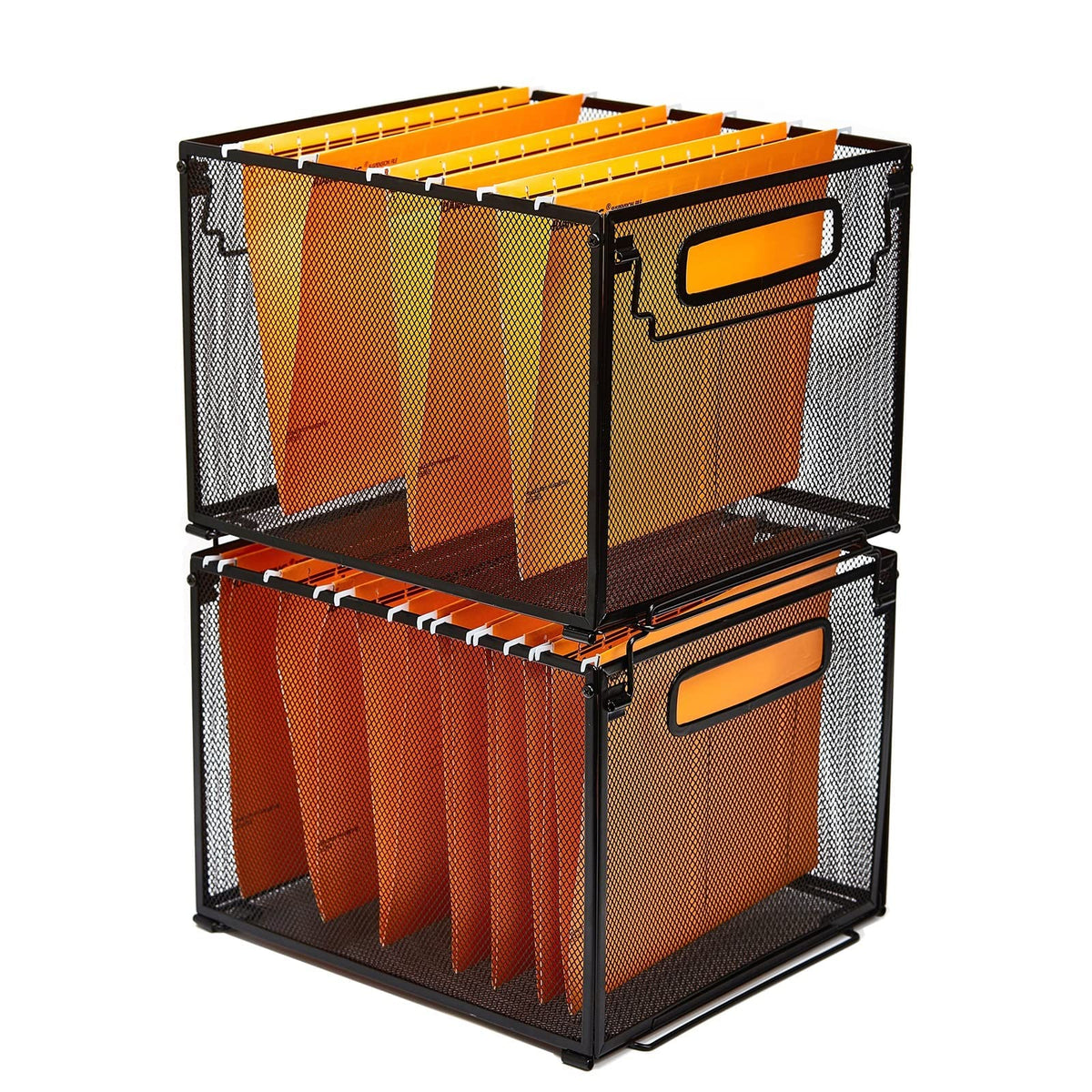 SETTFRFE 2 Pack File Organizer,Metal File Crates for Hanging Folders,Black