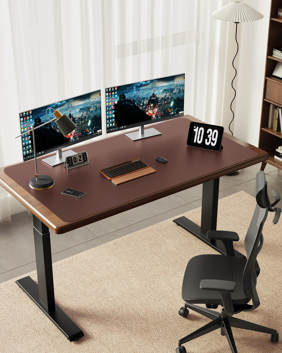 YSAGi 35.4" x 17" Large PU Leather Desk Mat for Keyboard and Mouse - Waterproof Non-Slip Desk Pad