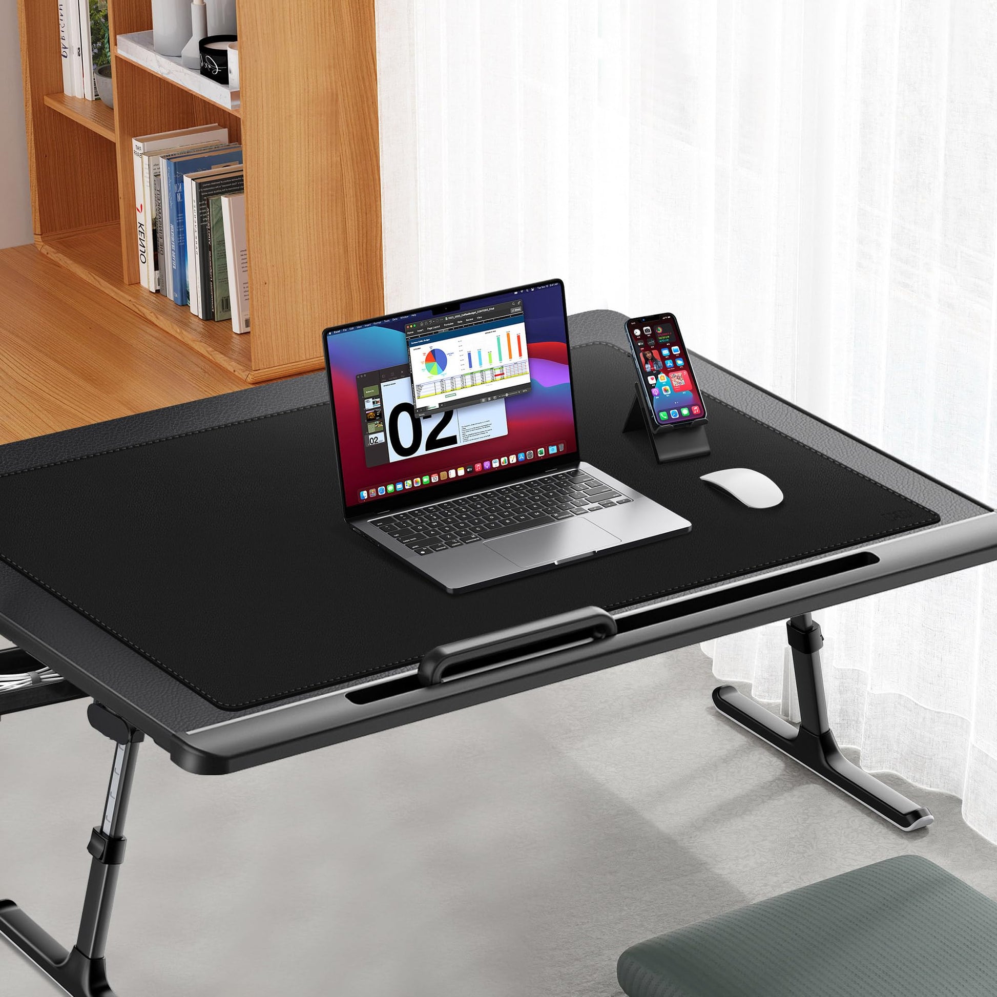 Cacoy 36"x20" XXL Leather Desk Mat Black, Waterproof Desk Blotter Protector