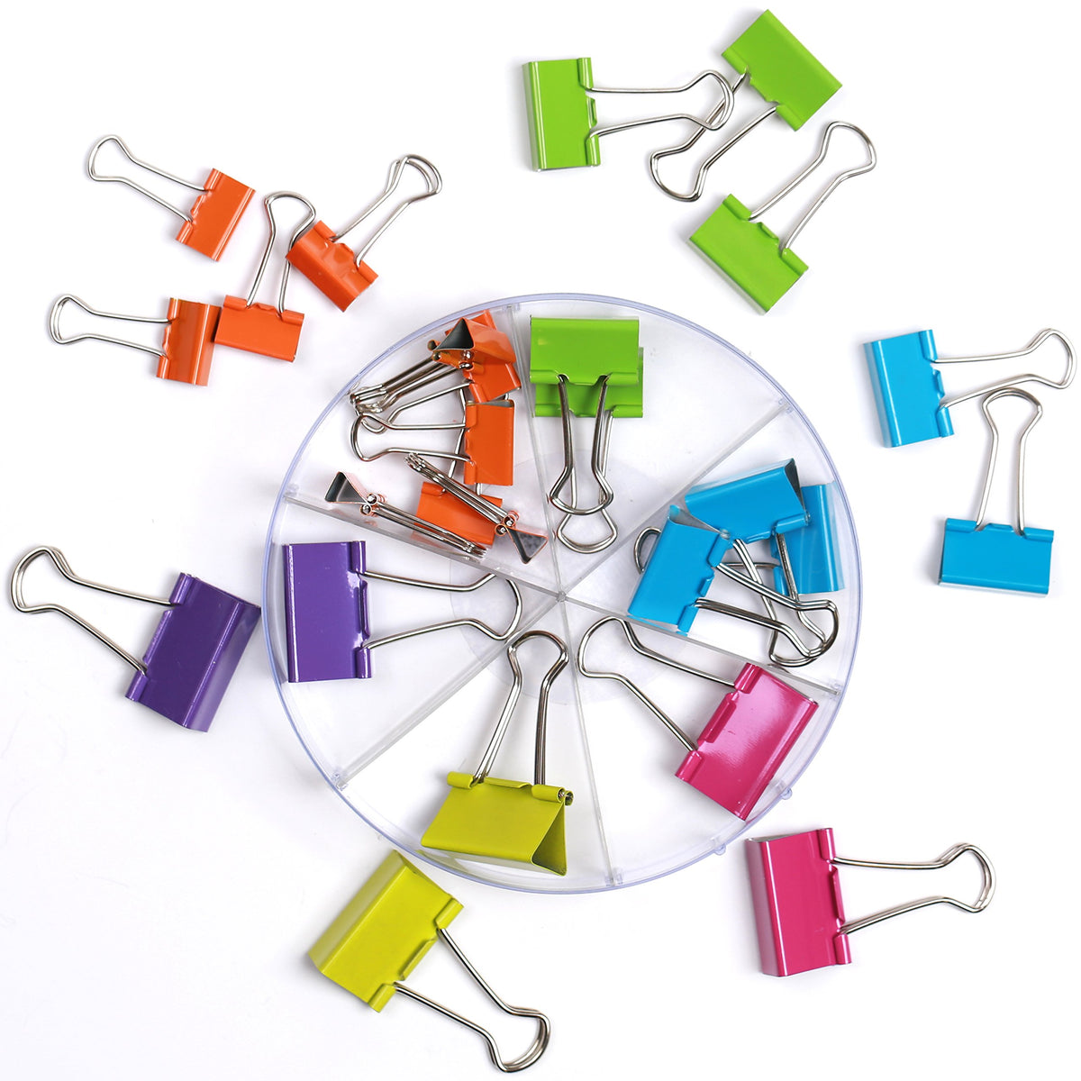 Office Style Colored Binder Clips, Assorted Size, 26 Pieces, Small