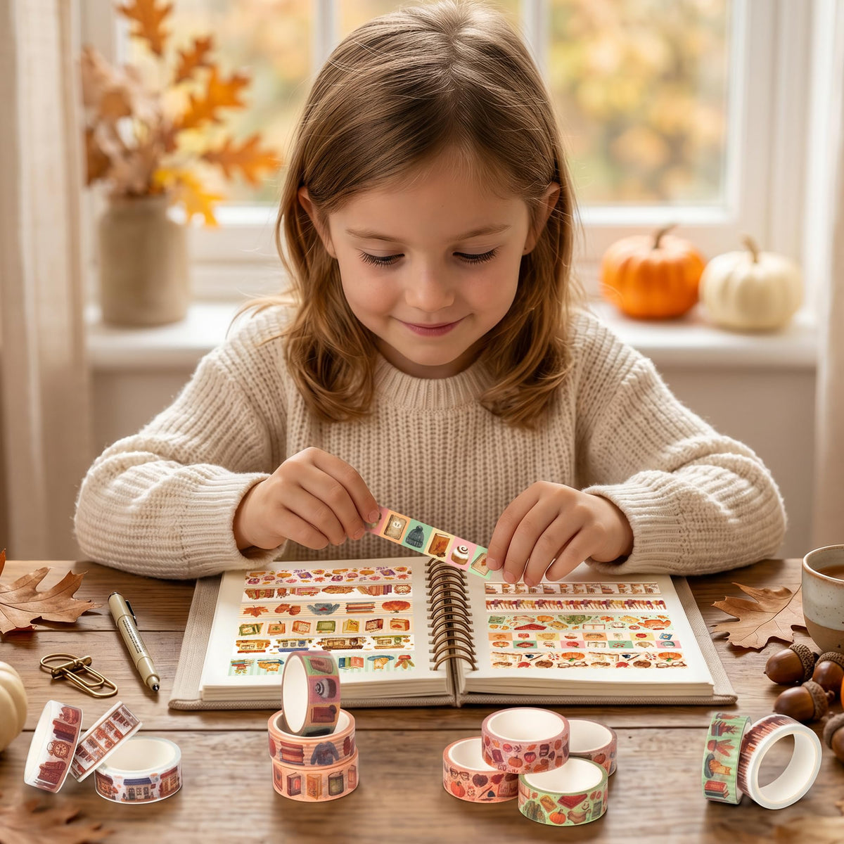 BkeeCten 12 Rolls Autumn Reading Washi Tape for Journals Reading Logs