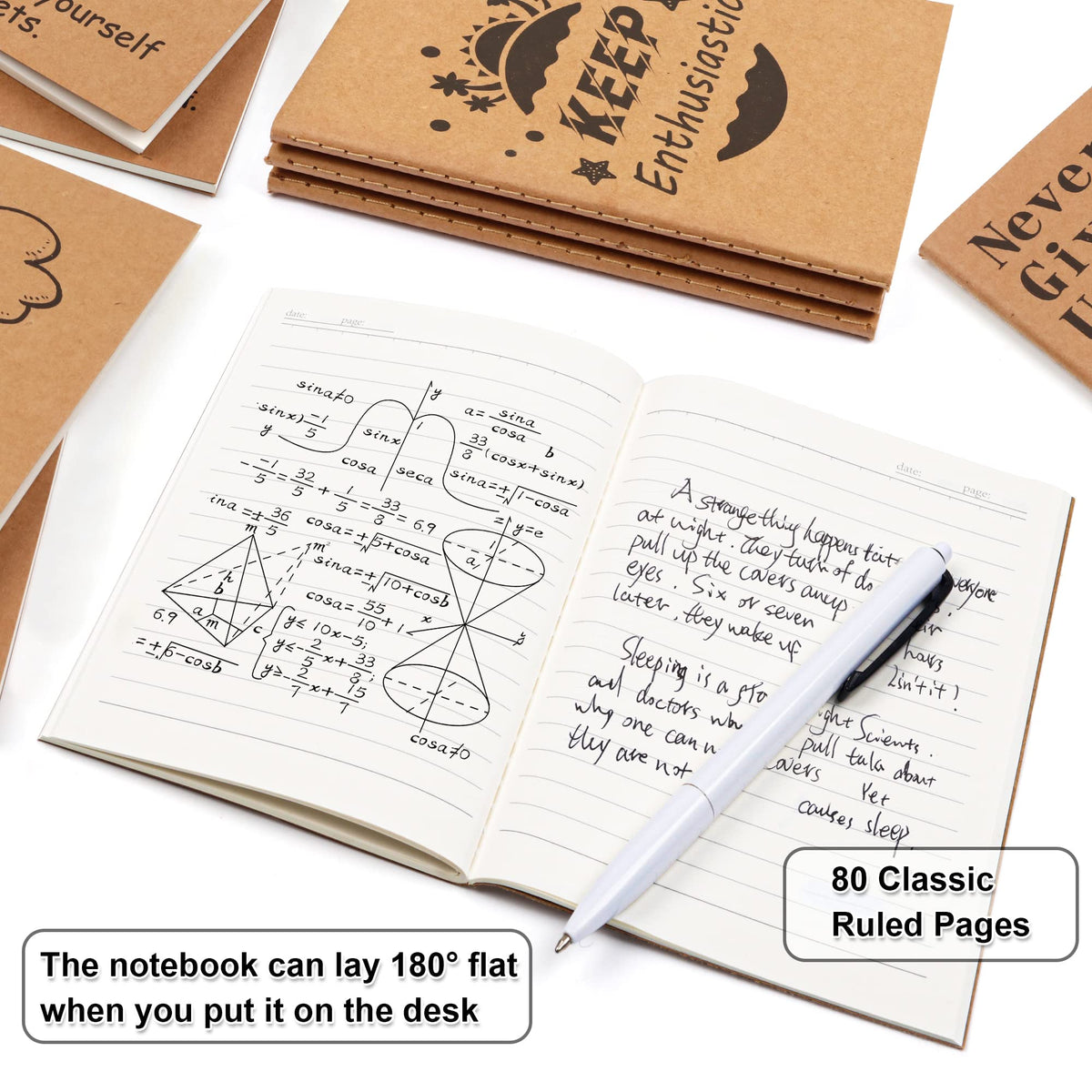 feela 30 Pack Kraft Notebooks, 15 Designs A6 Cute Mini Pocket Notebooks and Journals, Lined