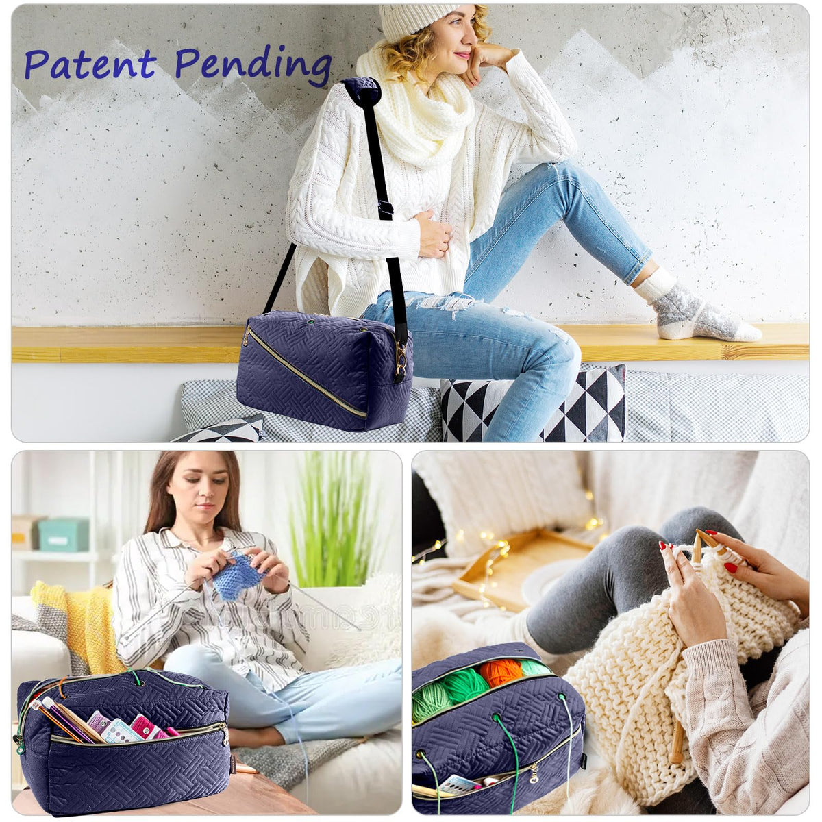 MYBAGZING Crochet Bag Organizer,Knitting Bag for Yarn Storage&Crochet Hooks