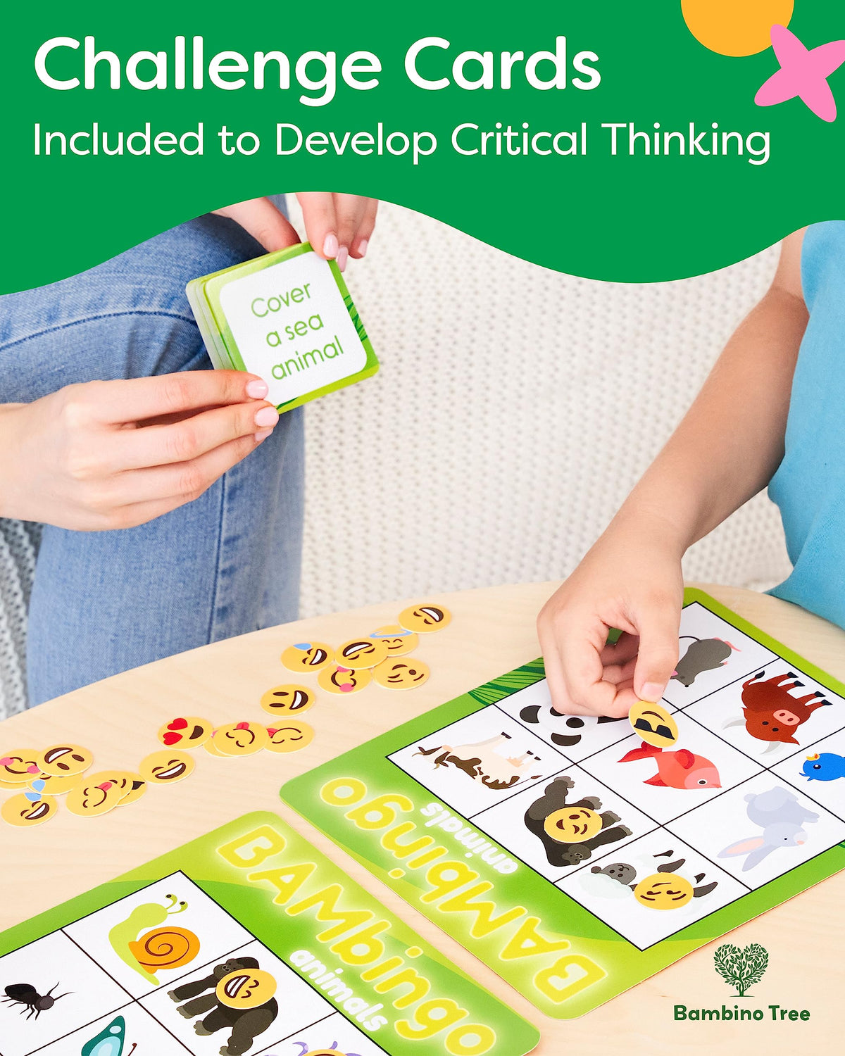 Animal and Picture Bingo Game for Kids - Flash Cards Matching Learning Board Game for Ages 3-6