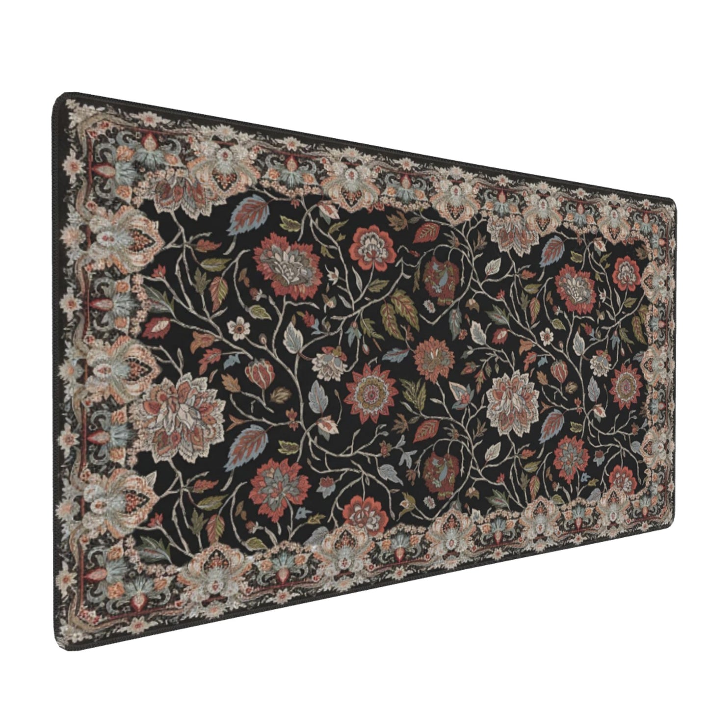 Floral XXL Large Desk Pad Mat - Anti-Slip Stitched Edges Mouse Pad for Women, Office & Home, Extra