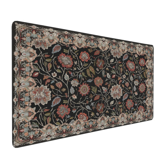Floral XXL Large Desk Pad Mat - Anti-Slip Stitched Edges Mouse Pad for Women, Office & Home, Extra