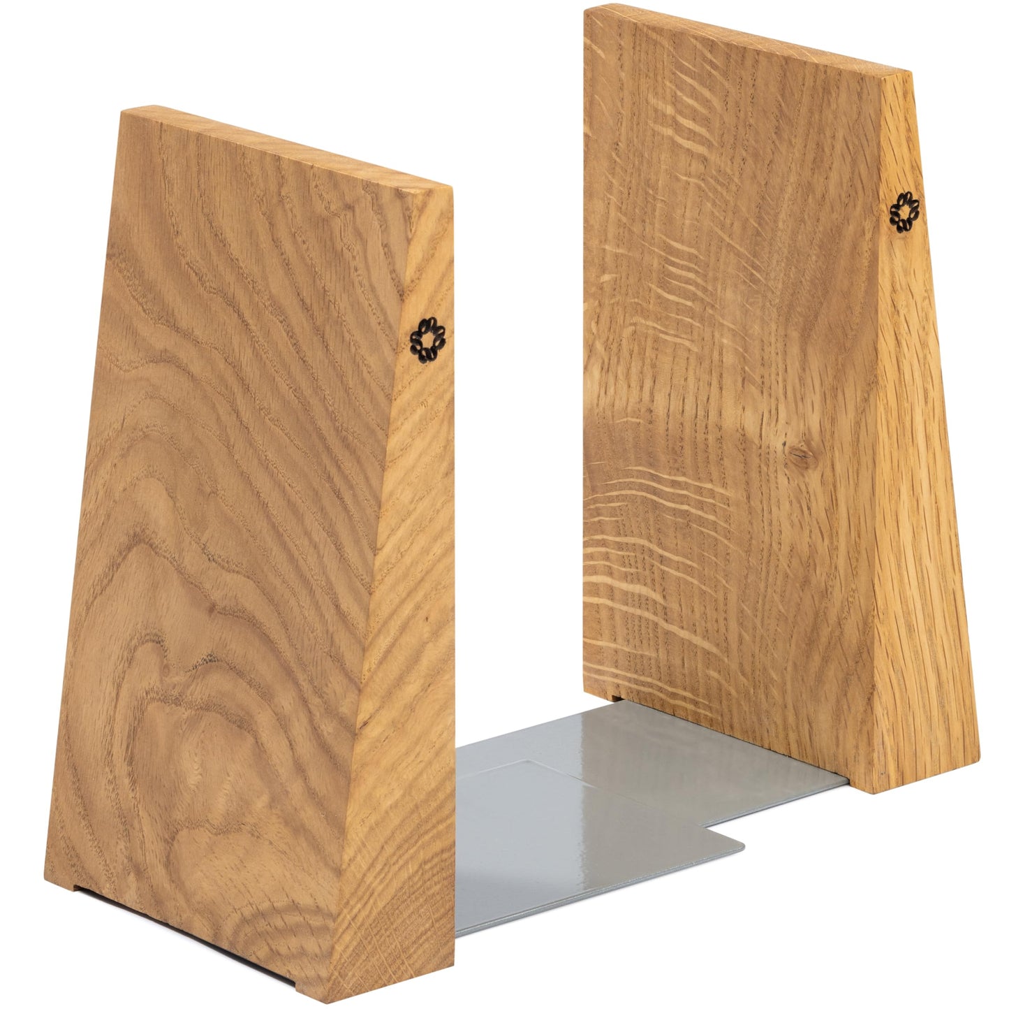 TILISMA Book Ends for Shelves - Handmade Wooden Bookends with Metal Base, Walnut Tree - Sturdy Book