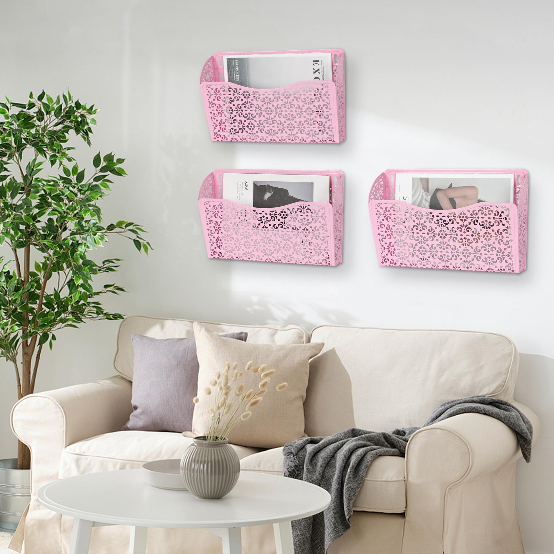 EasyPAG 3 Single Wall Mount File Organizer Vertical Metal Wall Pocket File Holder for Office, Home