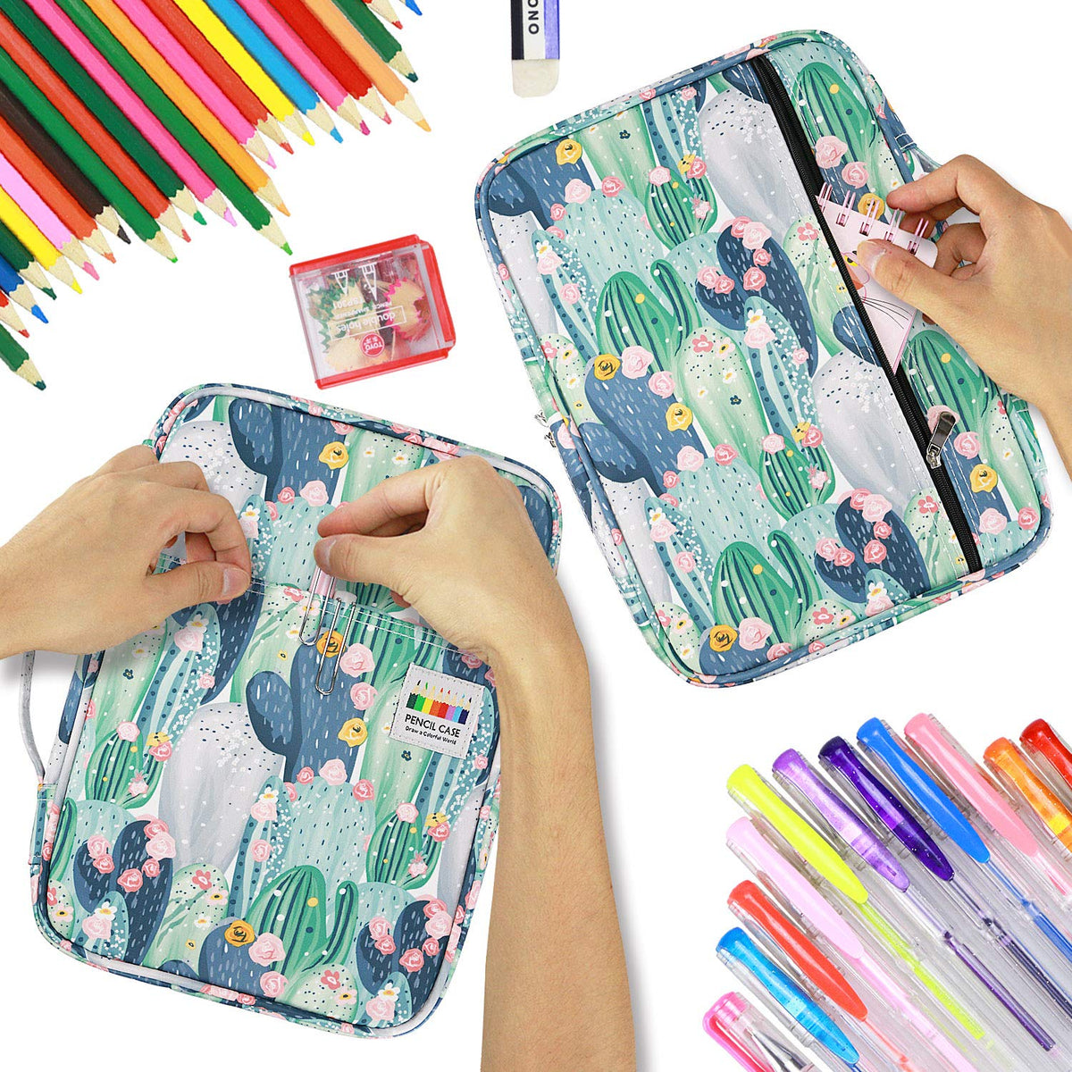 YOUSHARES Colored Pencil Case Holder - Pen Case Organizer with Multilayer Holder for Prismacolor
