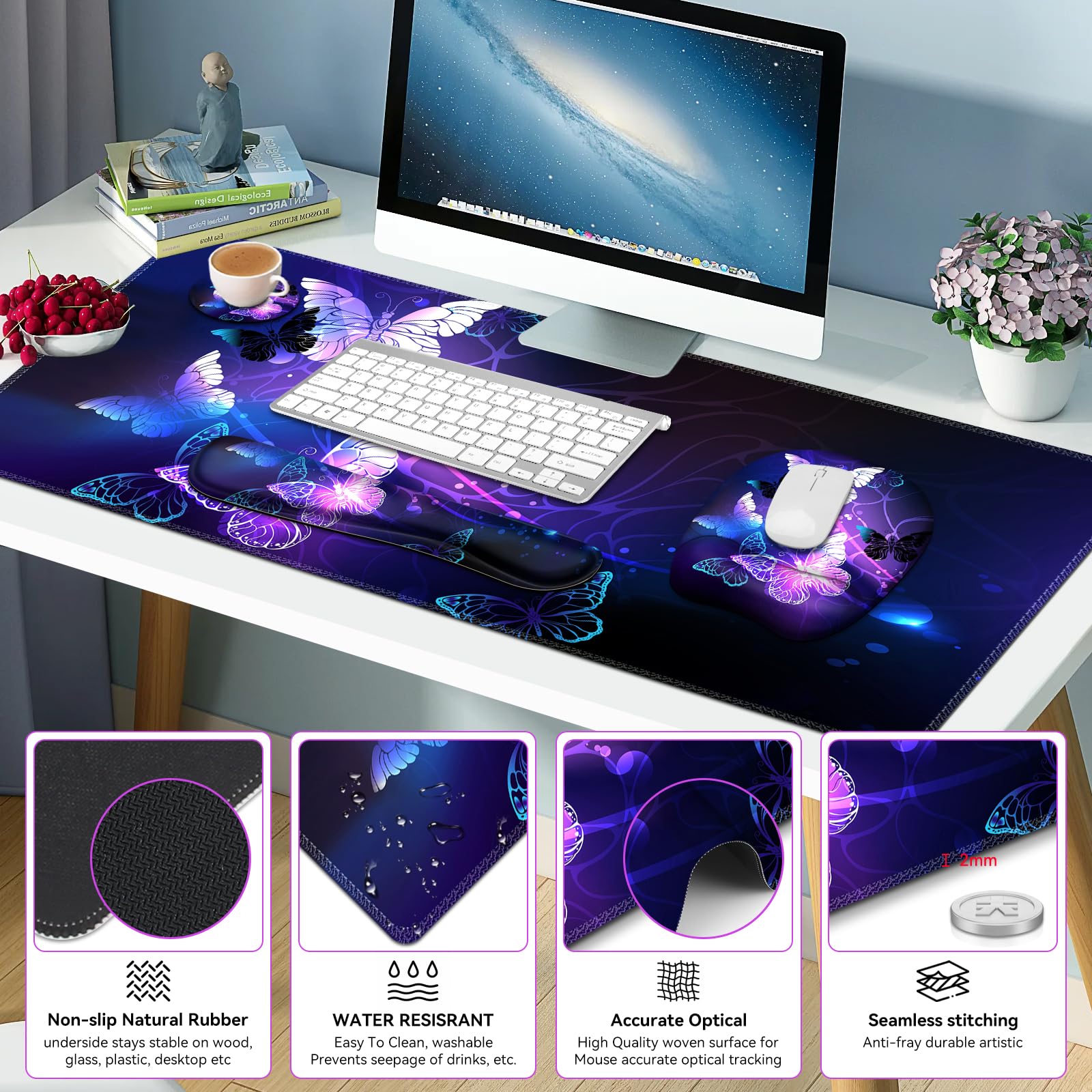 NXZGO Large Mouse Pad with Wrist Support 4in1 Set, XXL Game Mousepad + Keyboard Wrist Rest+Mouse