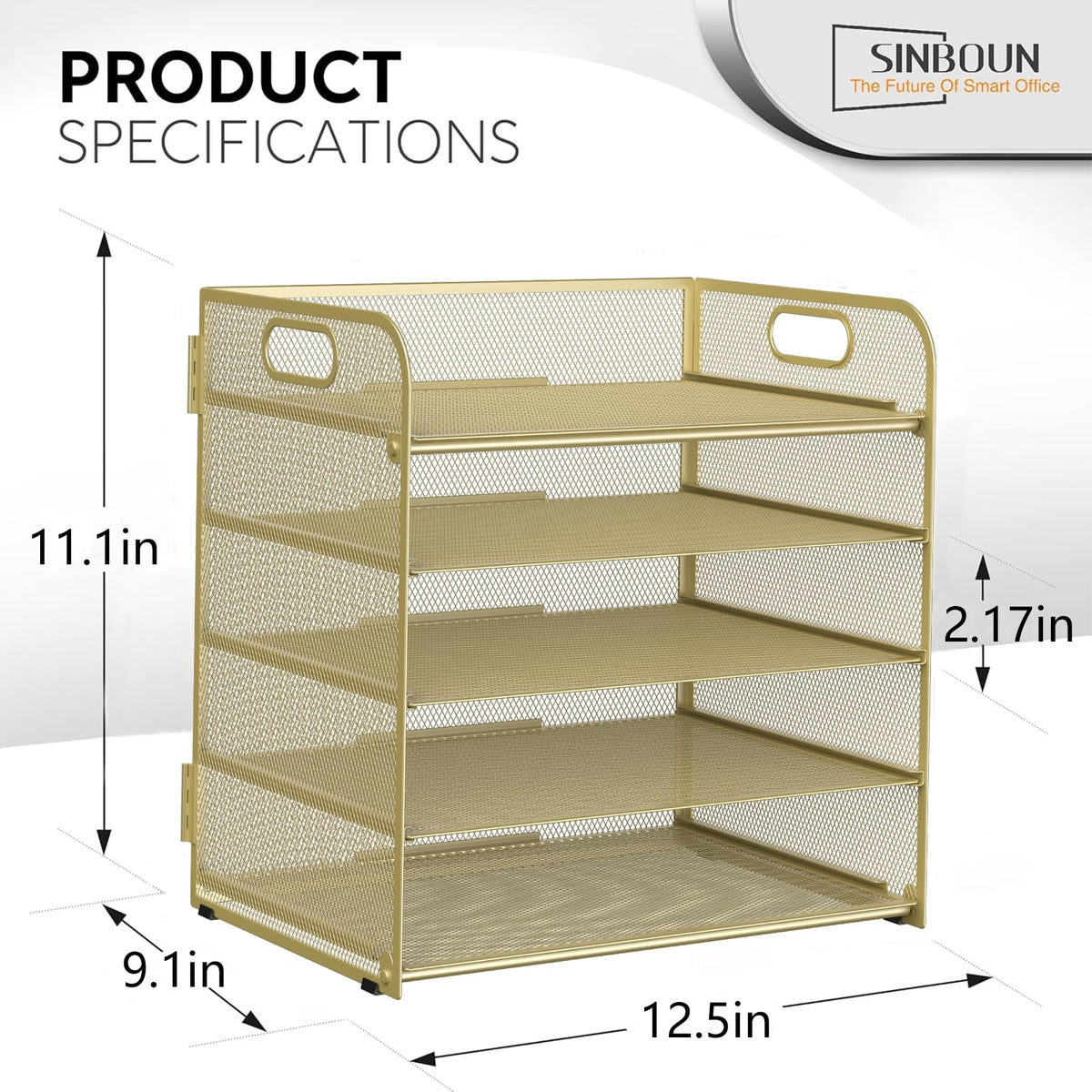 Sinboun Letter Tray Paper Organizer 5-Tier Desk Organizer File Organizer Paper Holder with Handle