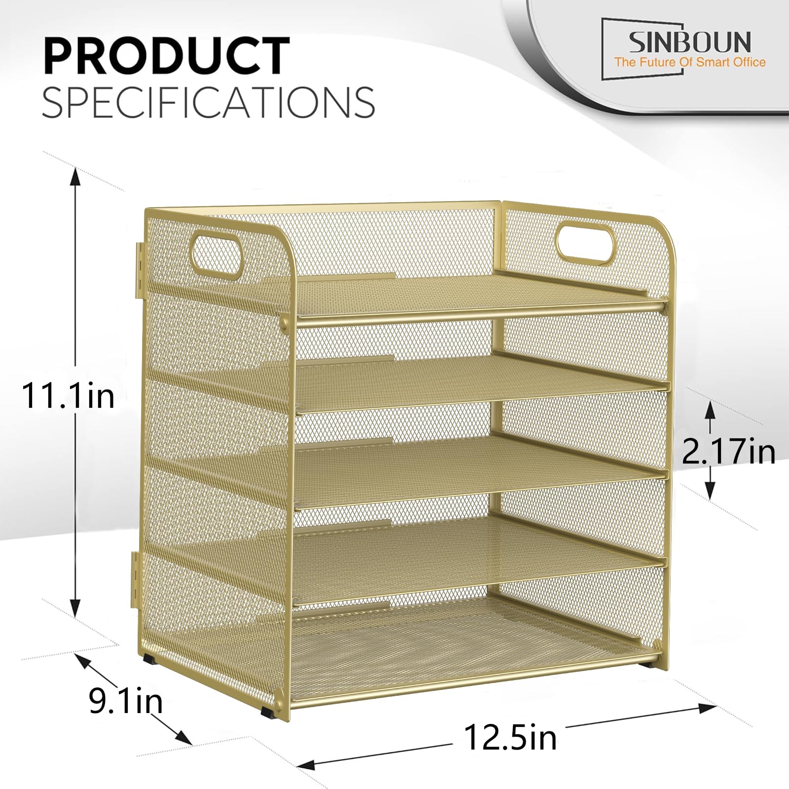 Sinboun Letter Tray Paper Organizer 5-Tier Desk Organizer File Organizer Paper Holder with Handle
