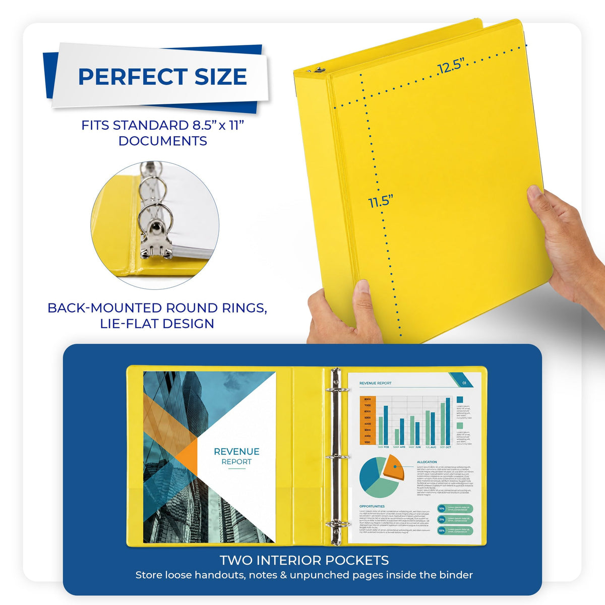 Samsill 1.5 Inch 3 Ring Binders, Economy Round Ring, Clear View Cover, 325 Sheet Capacity - for