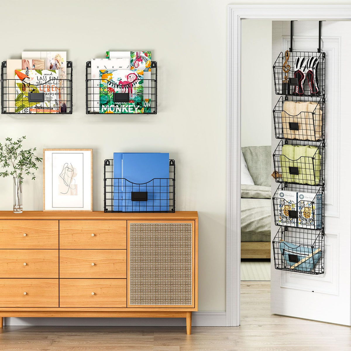X-cosrack 3-Tier Hanging Wall Files with Door Hooks and 6pcs S Shape Hooks