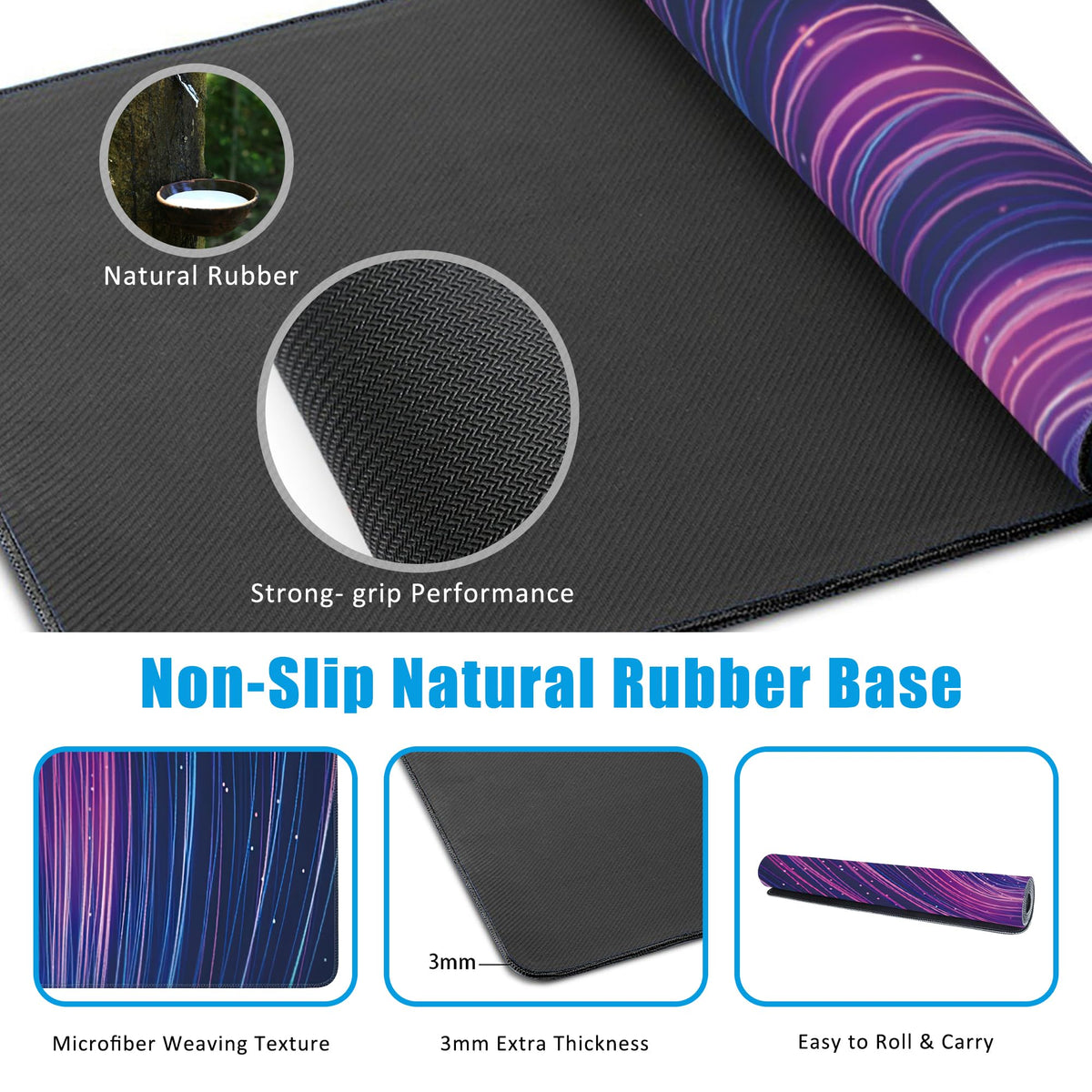 EOBKLAX Futuristic Neon Swirl Lines Large Gaming Mouse Pad,Waterproof Desk Mat for Desktop,Non-Slip