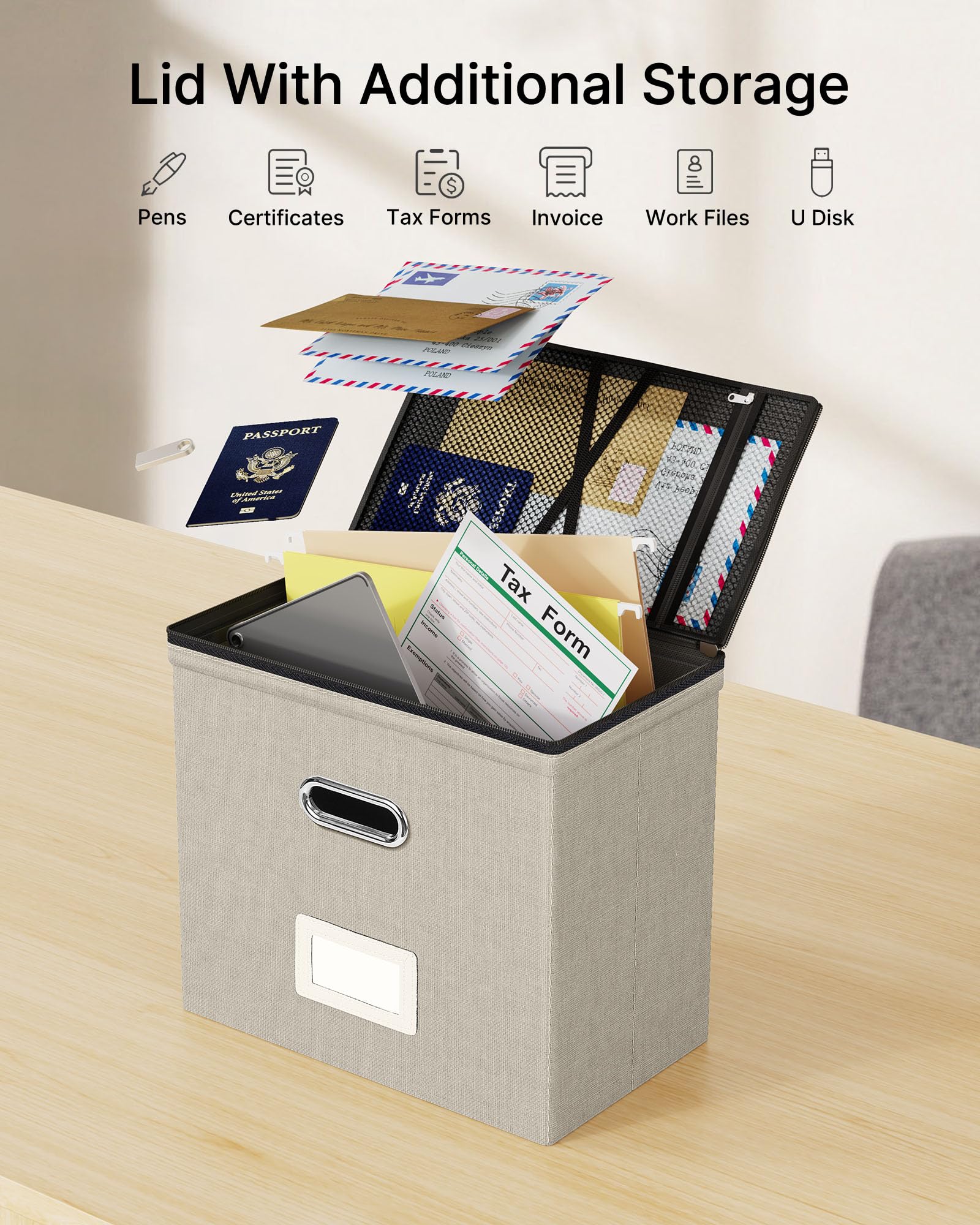 Oterri File Box Small 1-Pack Mesh Pockets Hanging Organizer for Letter-Size