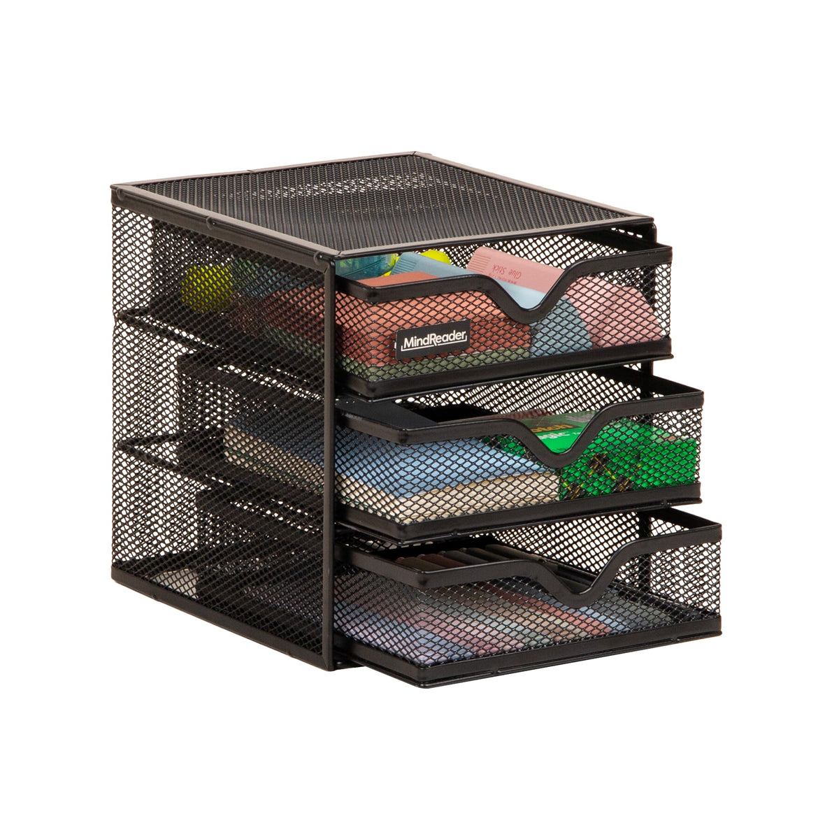 Mind Reader 3-Drawer Desktop Organizer for Small Office Supplies, Black