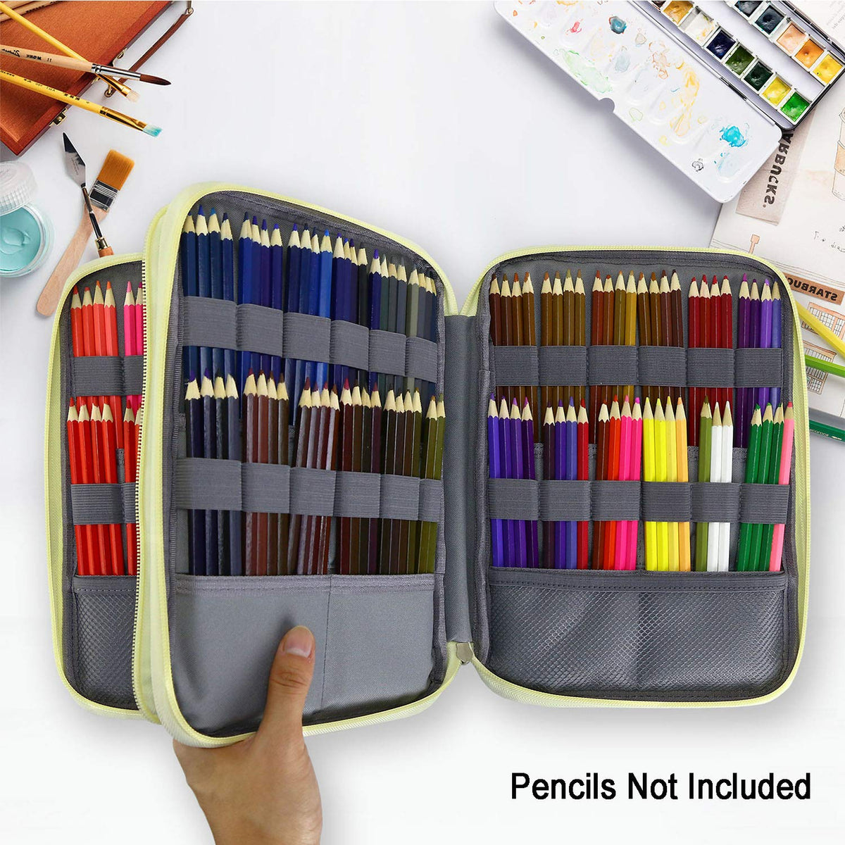 YOUSHARES 192 Slots Colored Pencil Case, Large Capacity Pencil Holder Pen Organizer Bag with Zipper