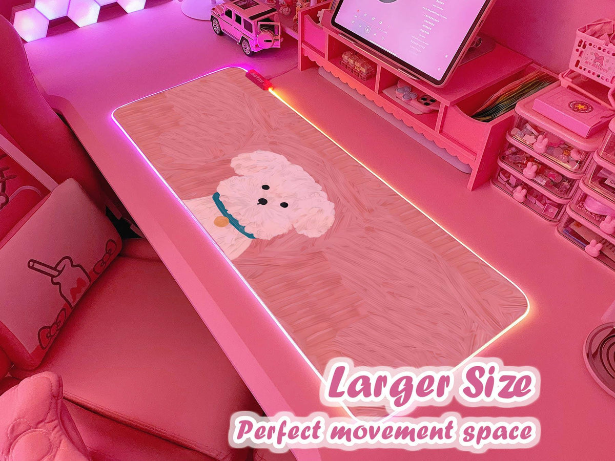JMIYAV Pink RGB Gaming Mouse Pad 31.5x12 Inch PC XL Large Extended Glowing Led Light Up Desk Pad