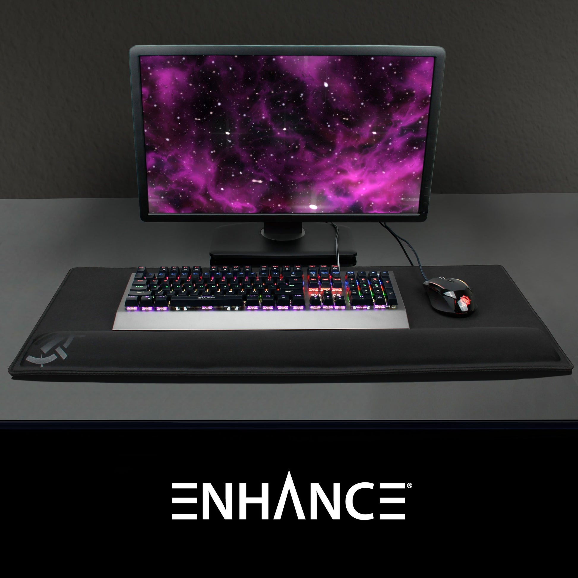 ENHANCE XXL Large Mouse Pad for Desk with 2XL Ergonomic Memory Foam Wrist Rest Support (31.5 x