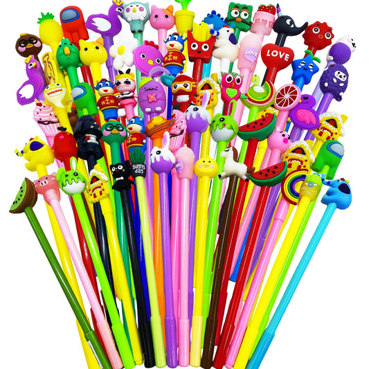 Muiyaneq 70 Pieces Cute Cartoon Gel Black Ink Pens,Random Novelty Kawaii Pens,Cool Assorted Styles