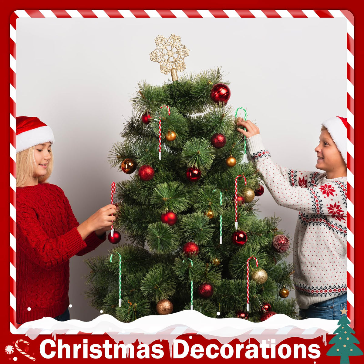 Zealor 100PCS Christmas Candy Cane Pen Christmas Ballpoint Pens with Black Ink Office School