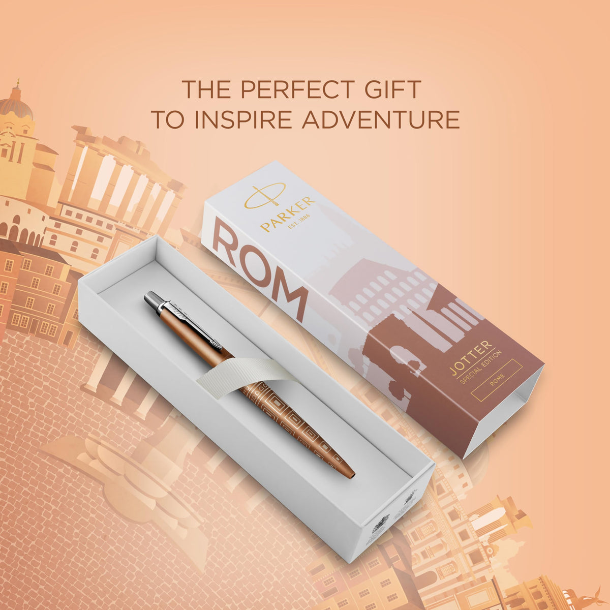 Parker Jotter Ballpoint Pen | Special Edition | Rome Bronze CT | Medium Point with Blue Ink | Gift