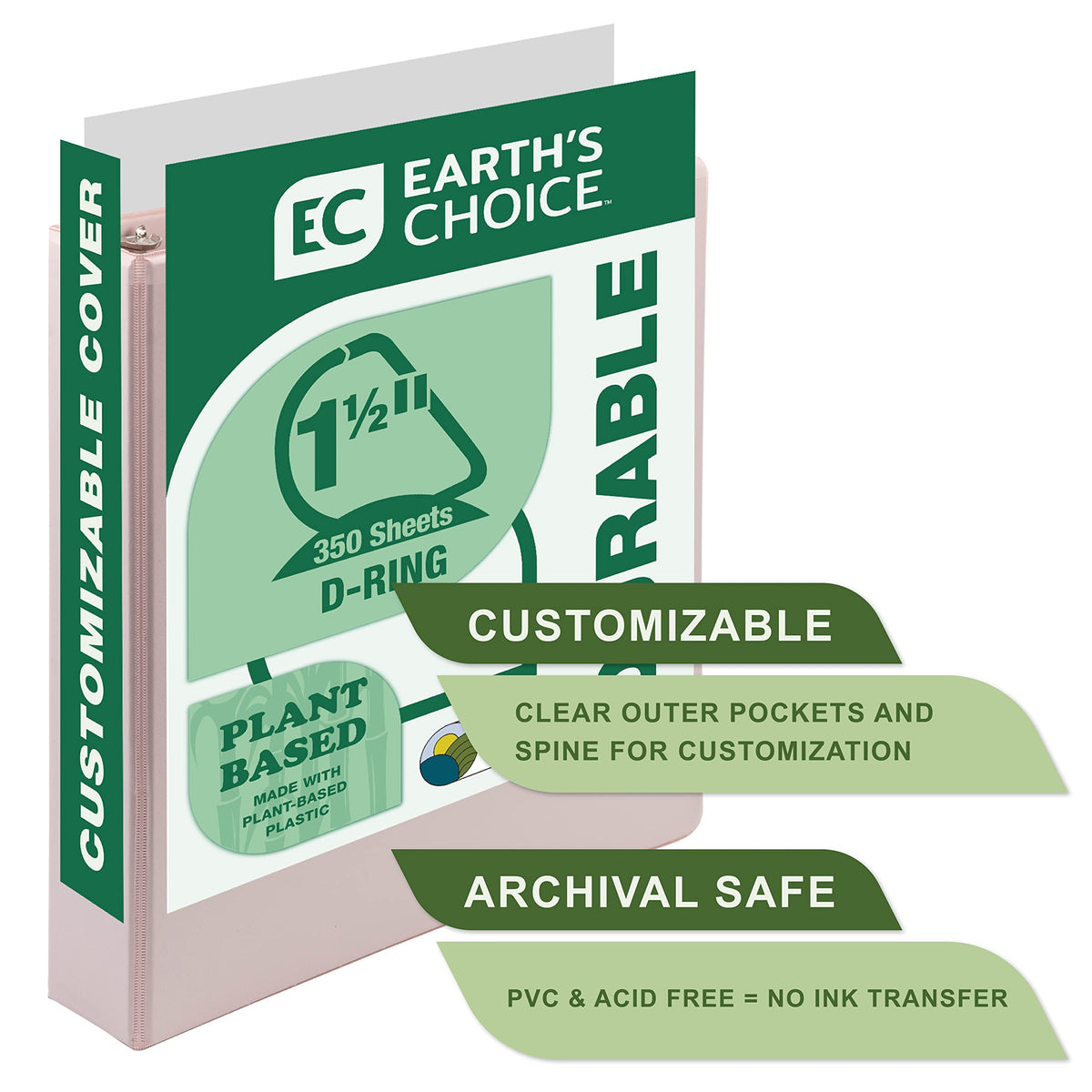 Samsill Plant-Based 1.5 Inch Durable D-Ring, View Binder, Eco-Friendly, USDA Certified Biobased, 2