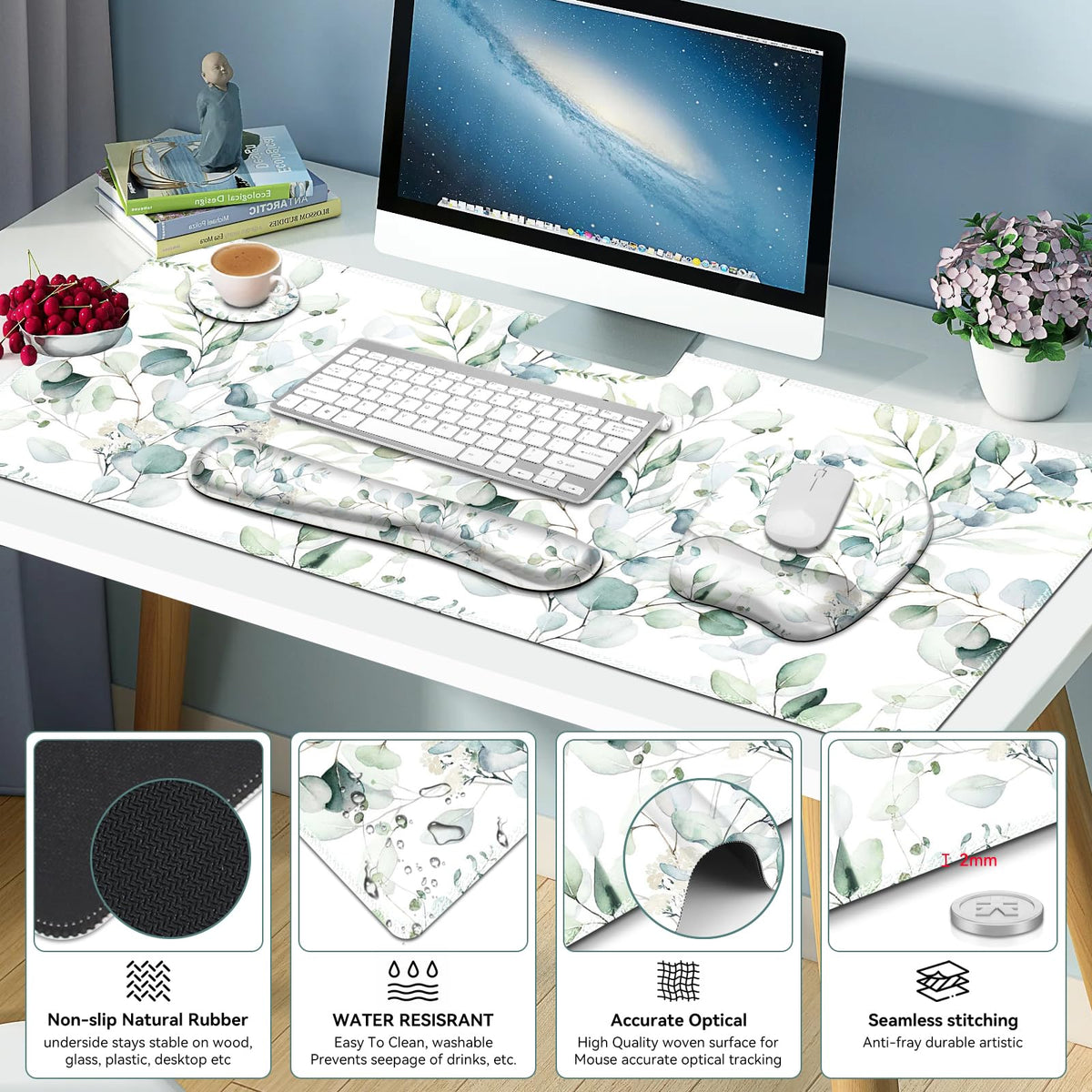 NXZGO Large Mouse Pad with Wrist Support 4in1 Set, XXL Big Game Mousepad +Keyboard Wrist Rest+Mouse