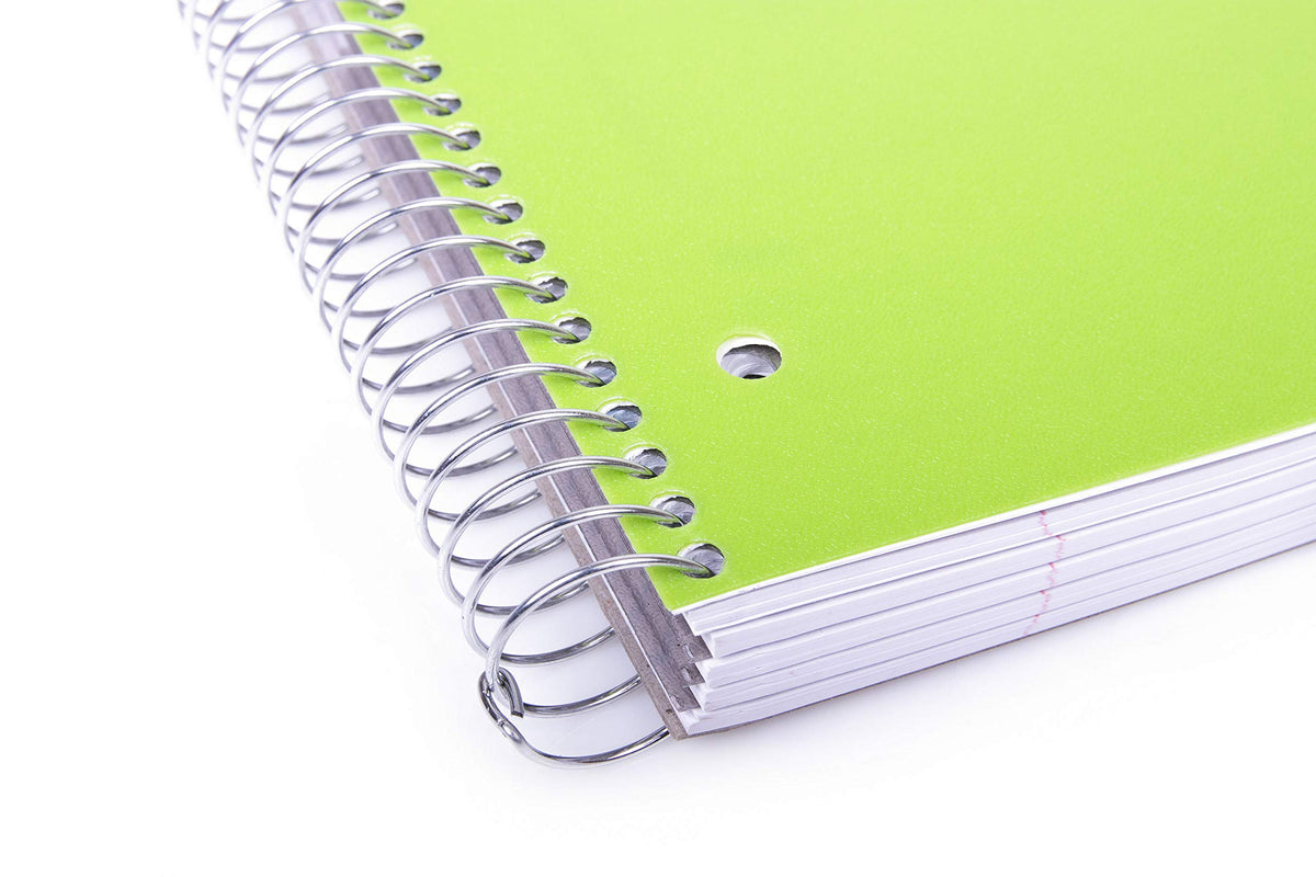 Mintra Office Durable Spiral Notebooks, 5 Subject (Green, Wide Ruled 1pk)