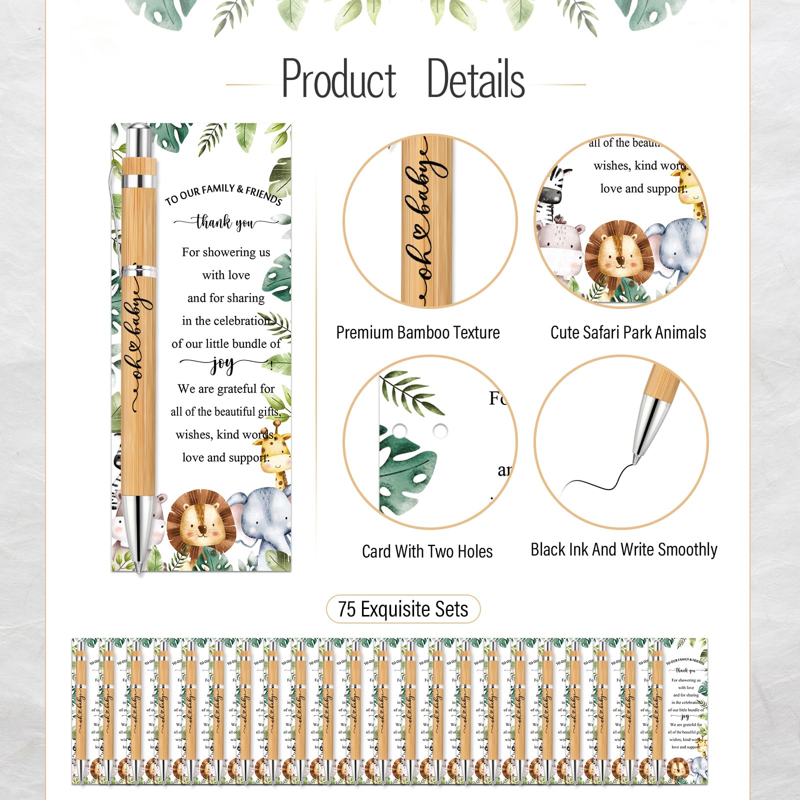 Zhanmai 75 Sets Safari Baby Shower Favors