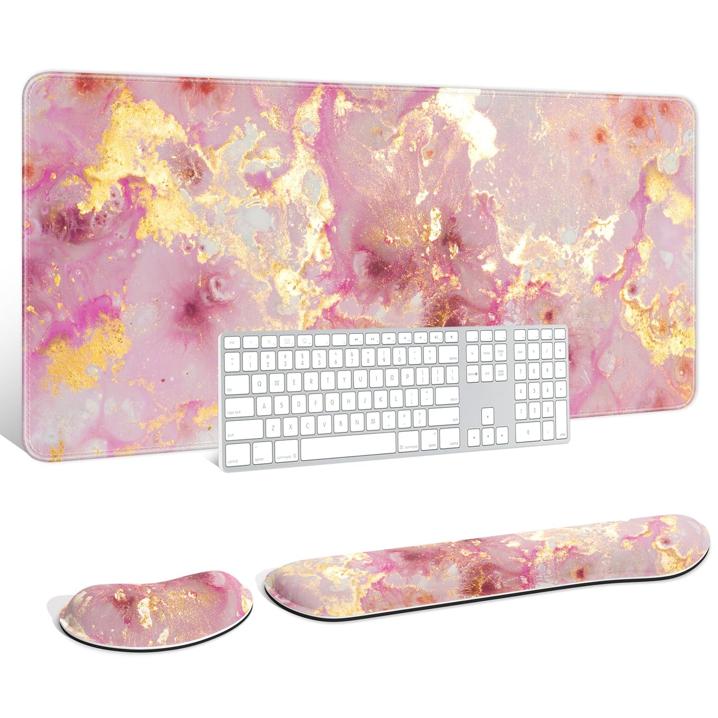 Auhoahsil Large Mouse Pad with Wrist Rests for Keyboard & Mouse, Thick Soft Ergonomic Memory Foam